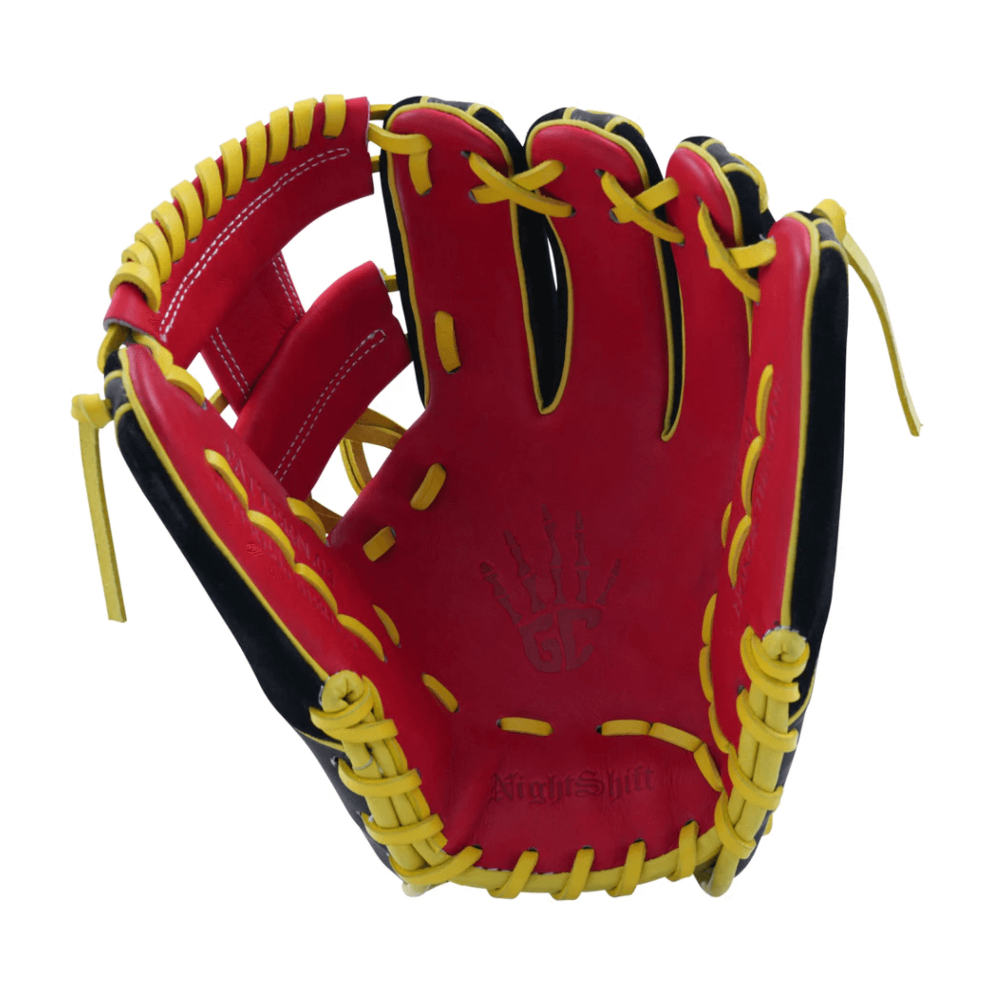 Marucci Nightshift Hot Head 11.5" I-Web glove palm view featuring Cypress leather and deep pocket.