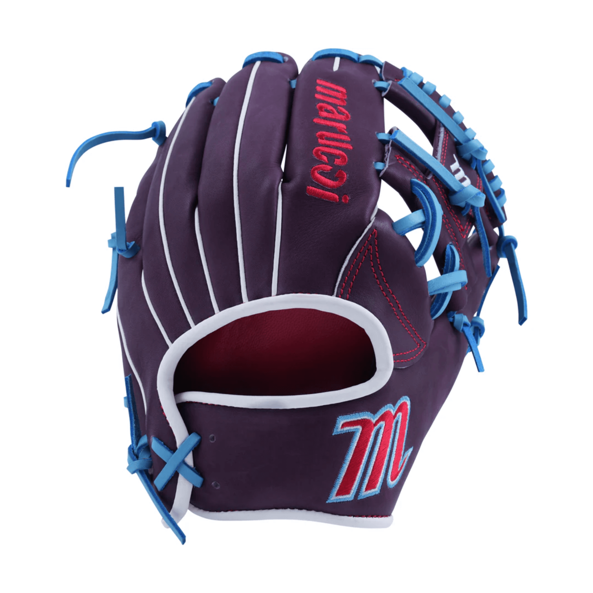 Marucci Nightshift Jetski 11.5" I-Web glove back view showing bold vintage-style design.