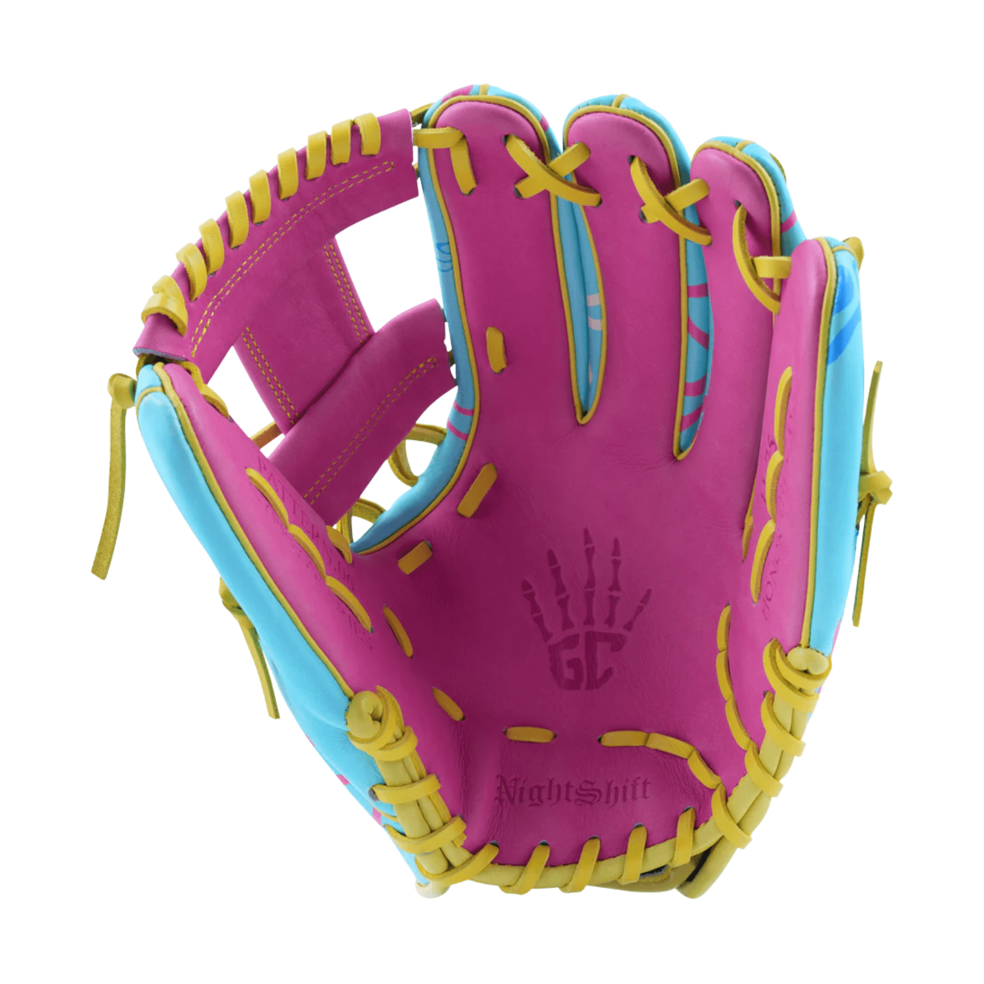 Marucci Nightshift Robert Sponge 11.75" I-Web glove palm view with Cypress leather and deep pocket.
