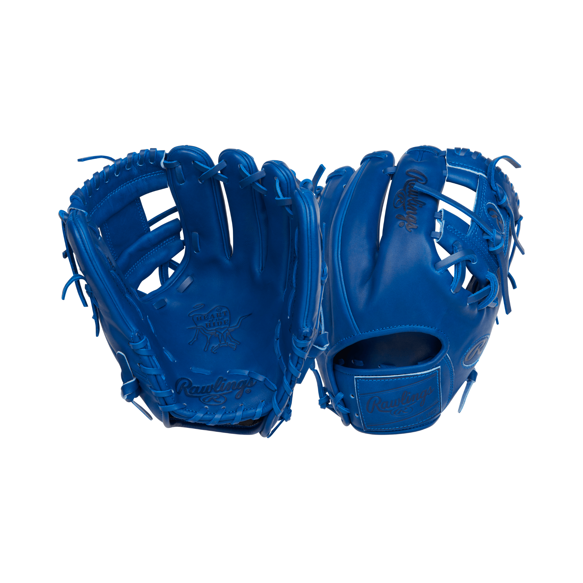 Rawlings Pro Label Element Series 2.0 111.5" infield glove in royal blue, showcasing durable Heart of the Hide leather design.