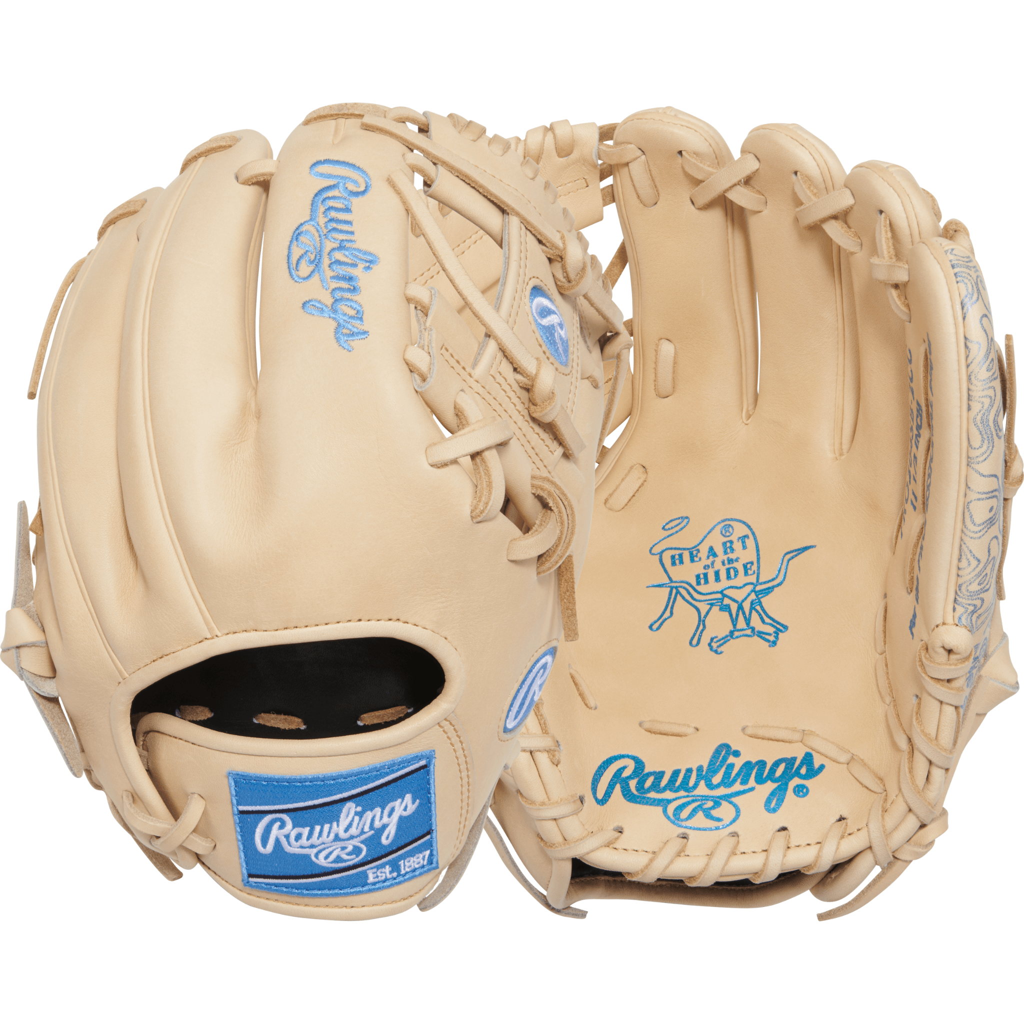 Rawlings Heart Of The Hide Series Softball Glove Camel/Col. Blue 11.5 Rawlings Heart Of The Hide Series Softball Glove Camel/Col. Blue 11.5