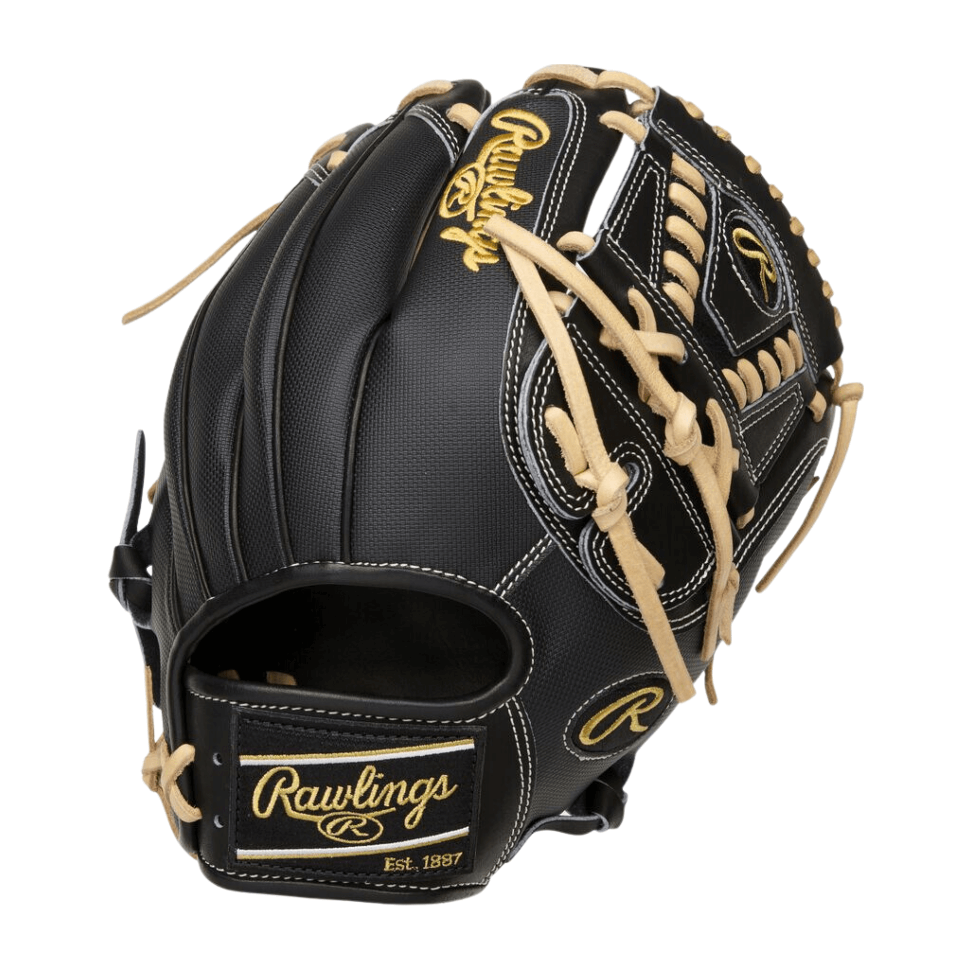 Rawlings Heart of the Hide 12 in Baseball Glove, Left Hand, black and camel color, deep pocket design.