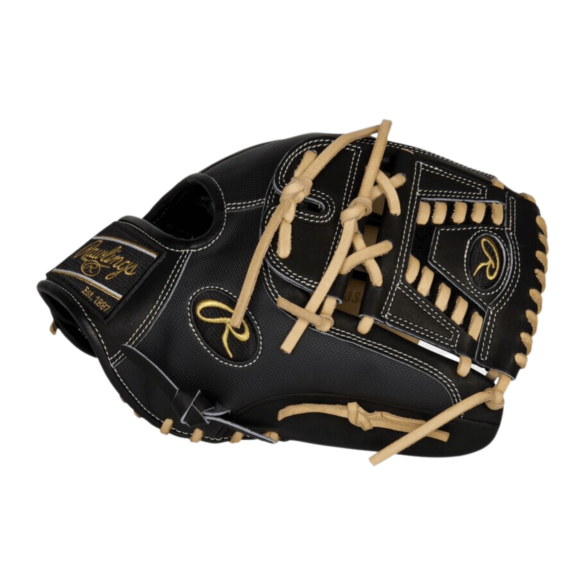 Rawlings Heart of the Hide 12 in Baseball Glove, Left Hand, black and camel color, deep pocket design.