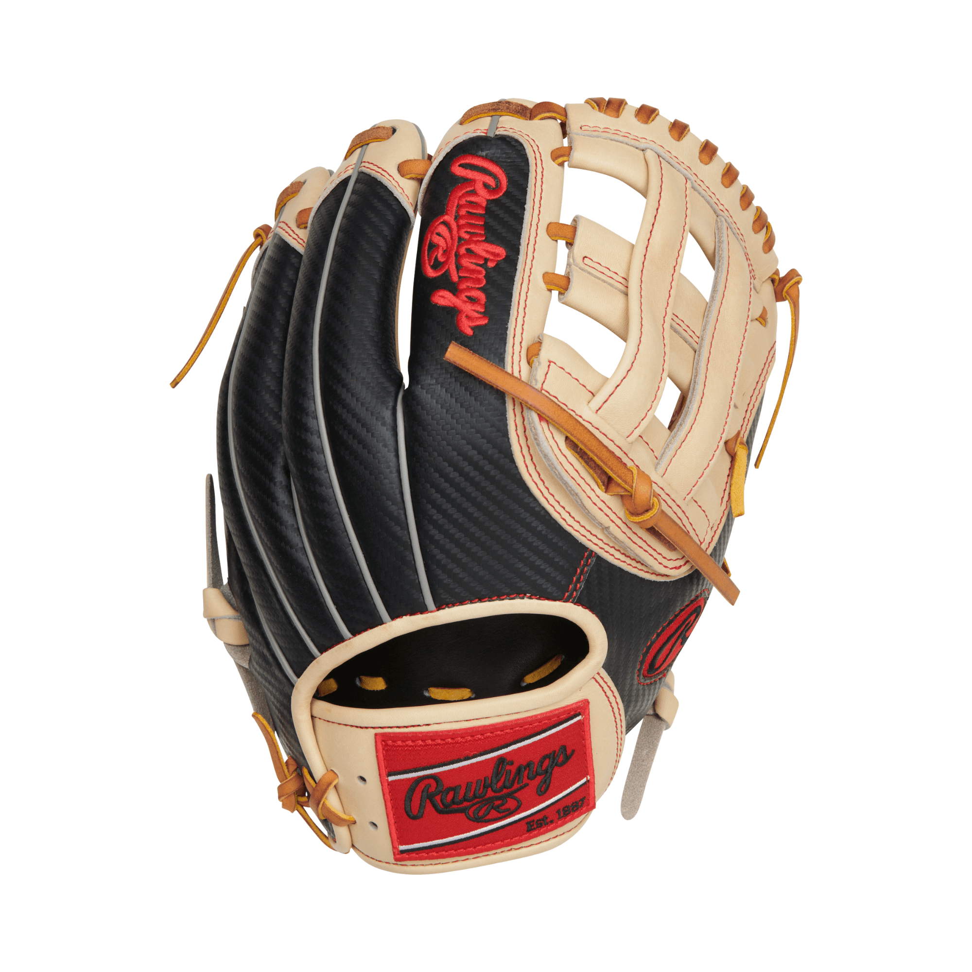 Rawlings November 2023 Gold Glove Club RGGC Pro 200 12-inch infield glove with red and black design and Pro H web.