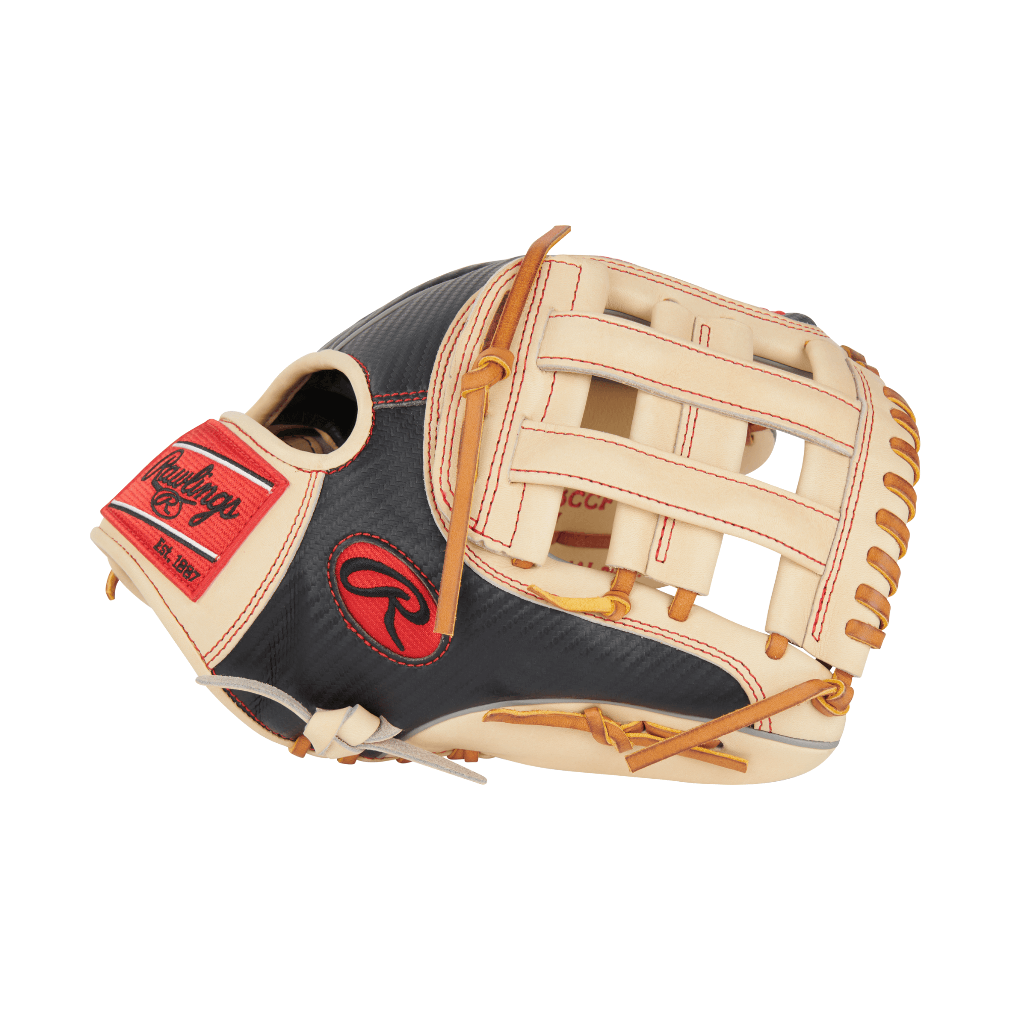 Rawlings November 2023 Gold Glove Club RGGC 12-inch Pro 200 infield glove in red and black with Hypershell back.