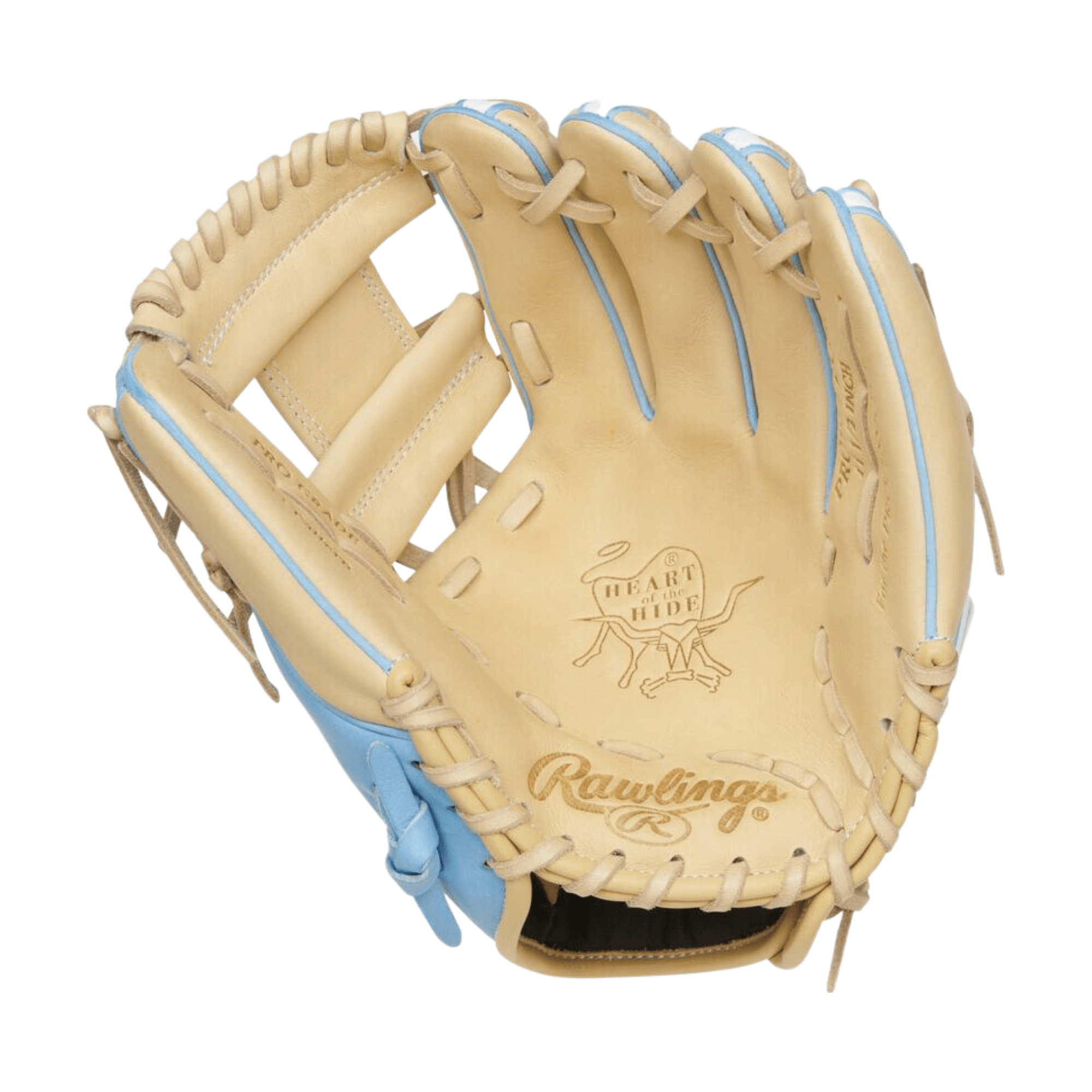 Rawlings ColorSync 7.0 11.5-inch infield glove in blue, camel, and white