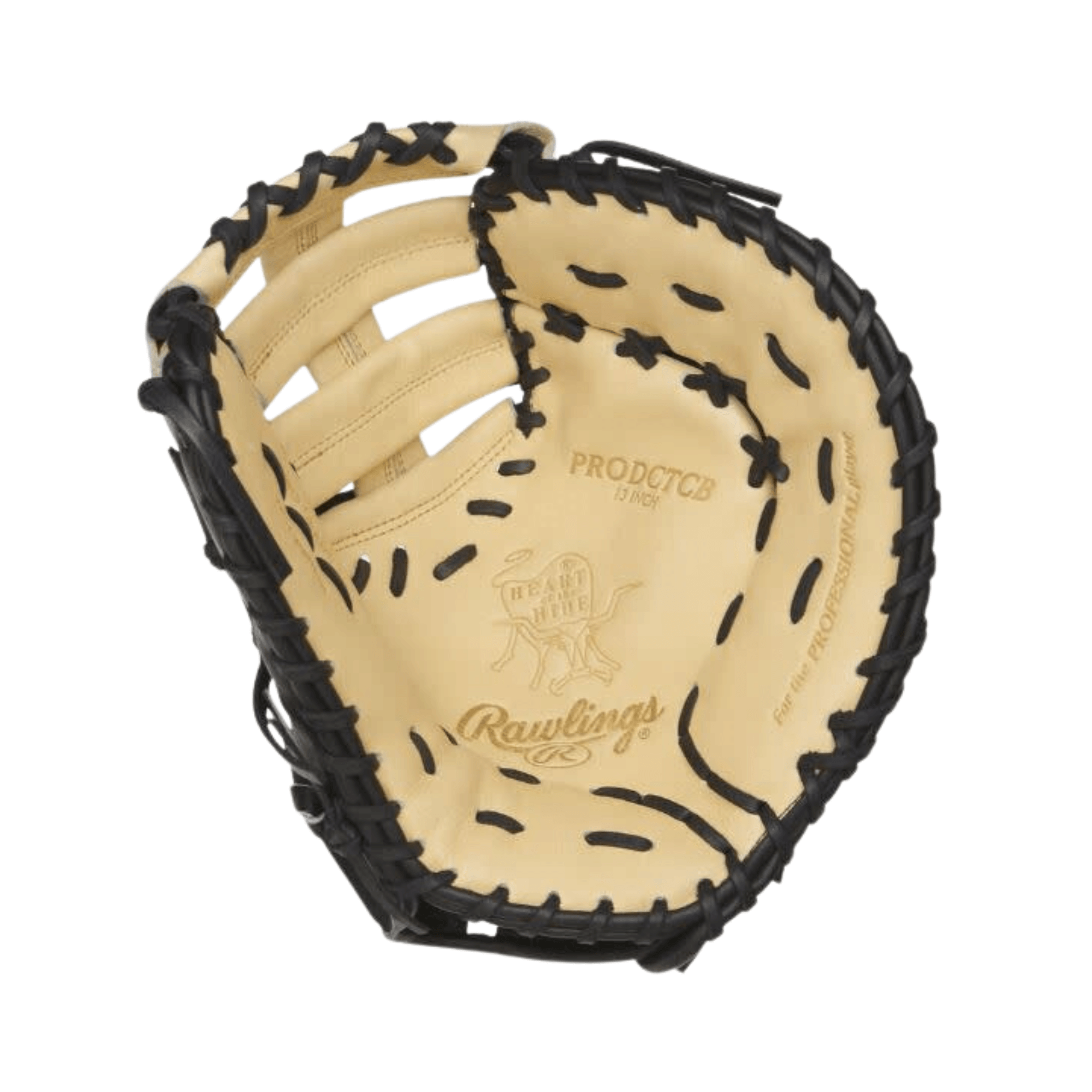 Rawlings Heart of the Hide 13-inch first base mitt, black and camel color.