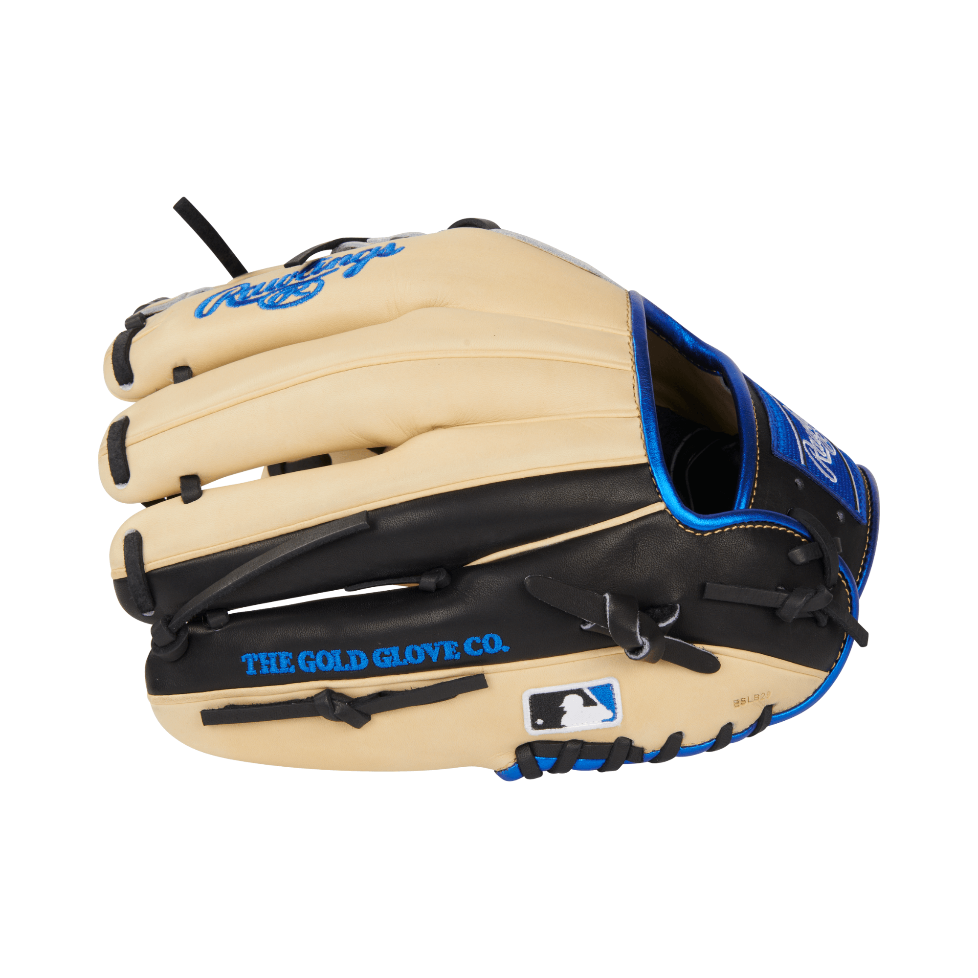Rawlings Heart of the Hide 11.5-inch infield glove with Pro-I web in black, camel, and royal blue colors