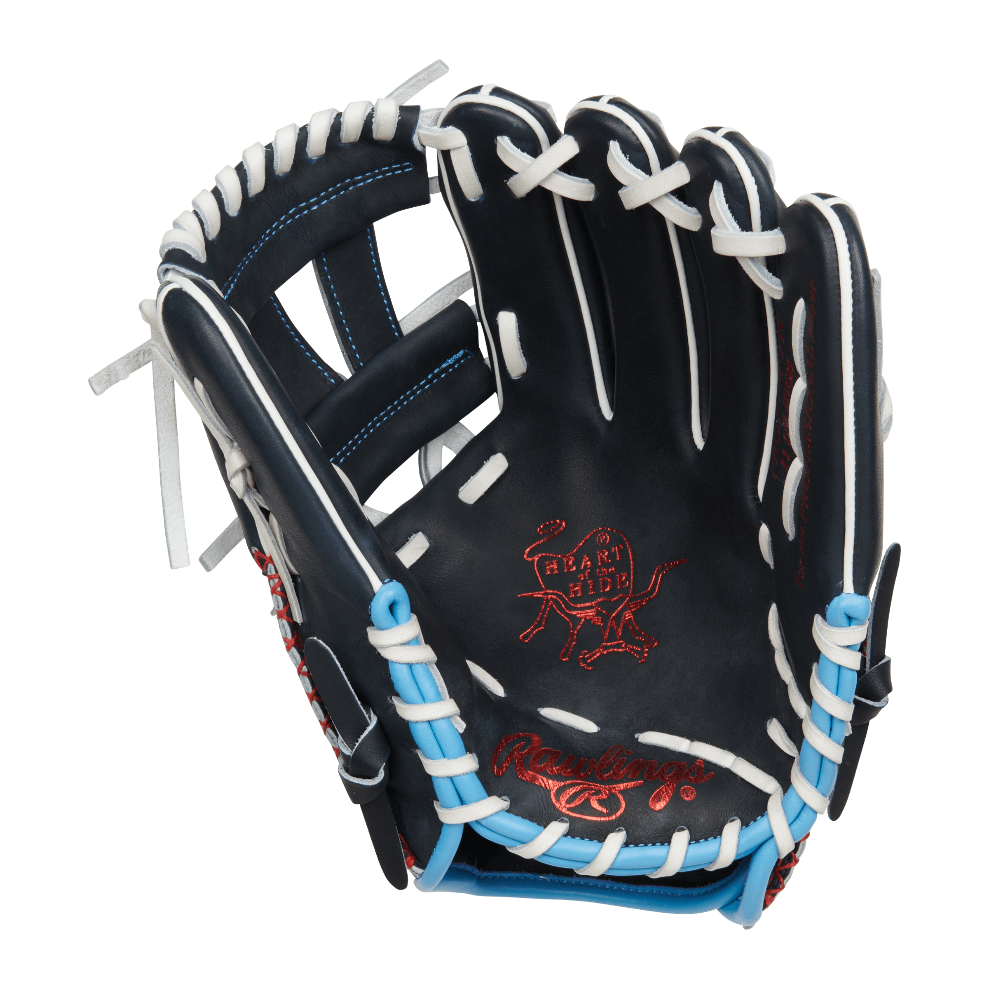 Rawlings Gold Glove Club RGGC infield glove 11.75,” featuring Heart of the Hide leather and vibrant blue and white details.