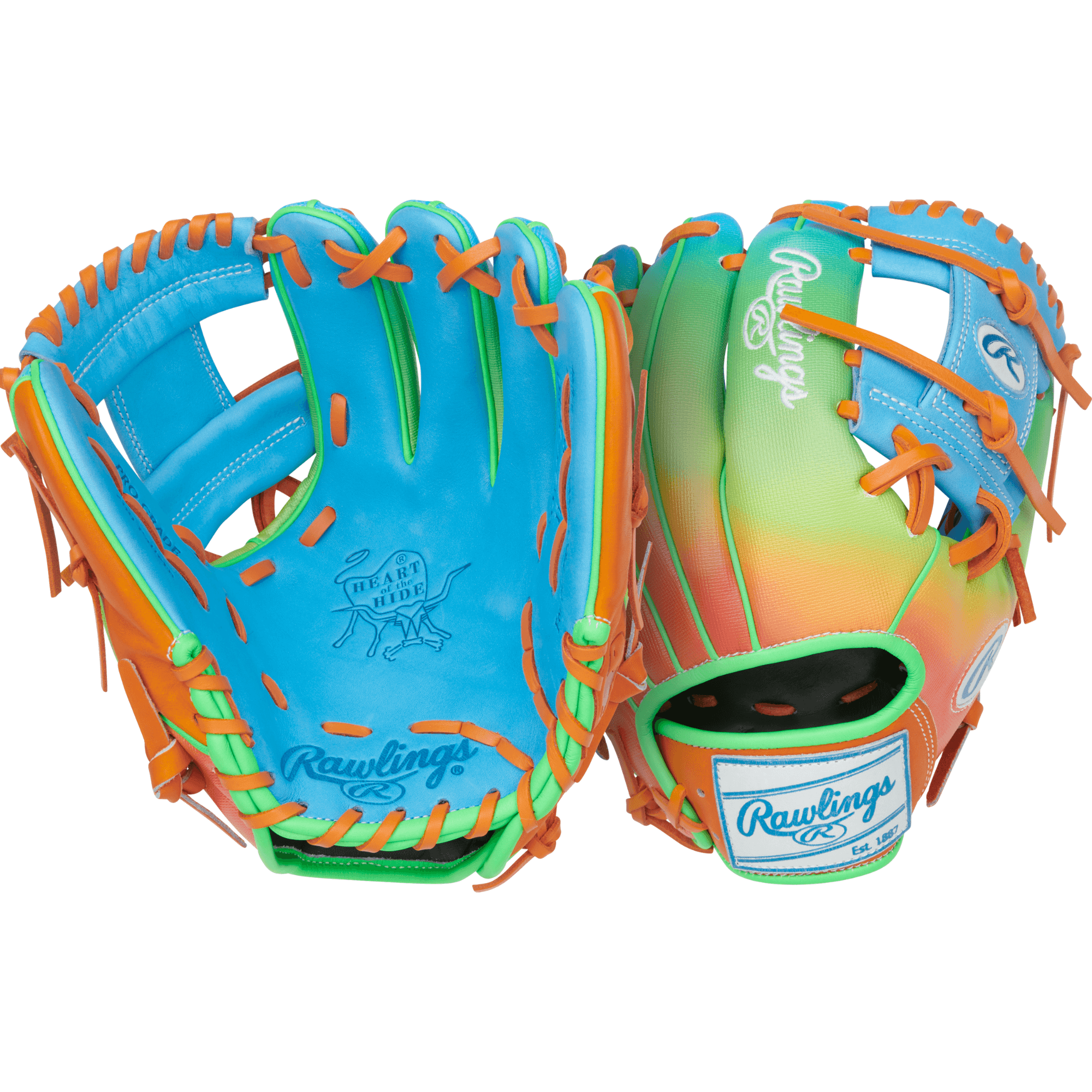 Rawlings Fun Burst Edition Infield Glove 11.5" Columbia/Orange Green