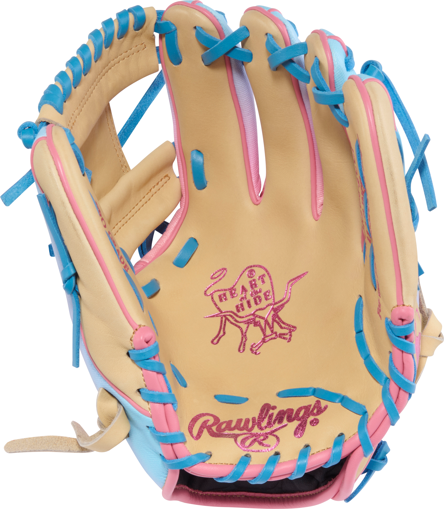 Rawlings HOH Funburst 2.0 11.5" Infield Baseball Glove Camel/Col. Blue/Pink