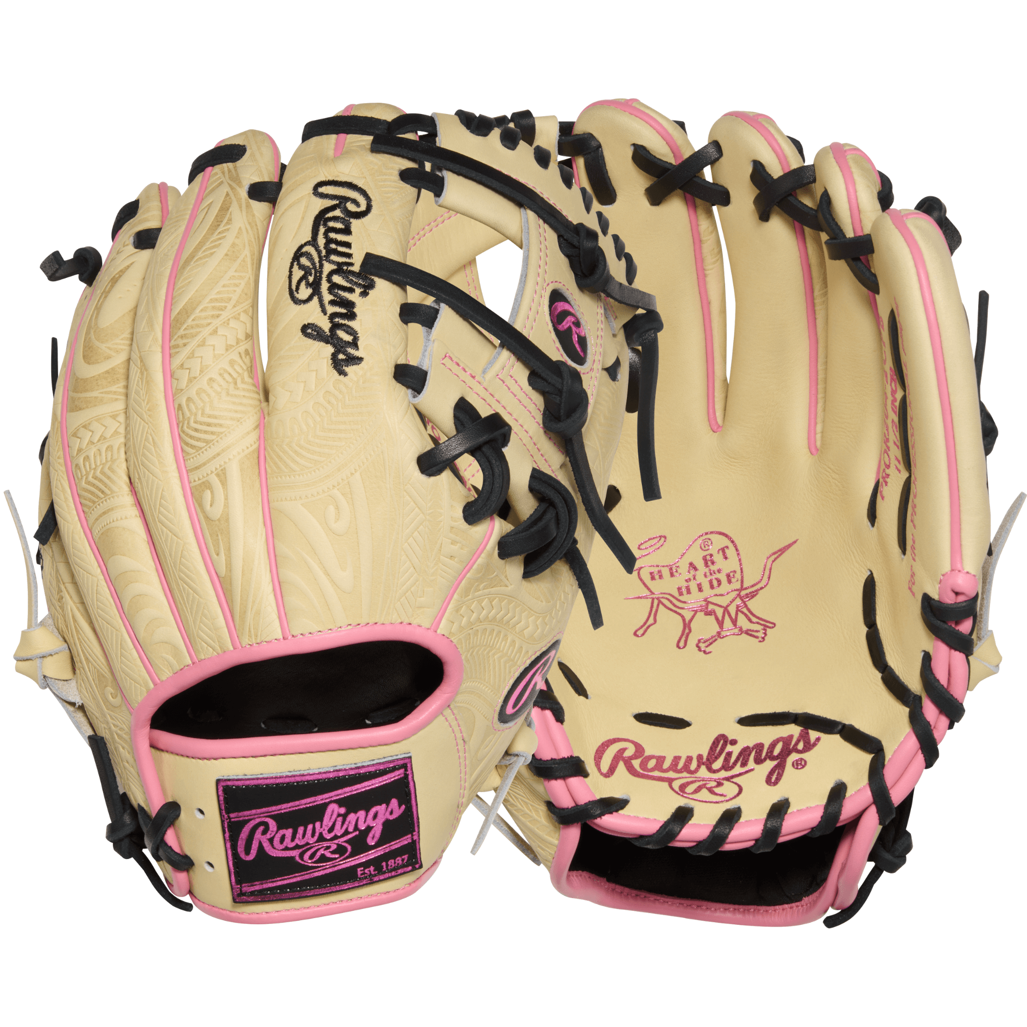 Rawlings November 2025 Gold Glove Club RGGC (GOTM) PROR204-2CPB 11.5" Baseball Glove full front and back showing Pro I™ web and black/pink design.