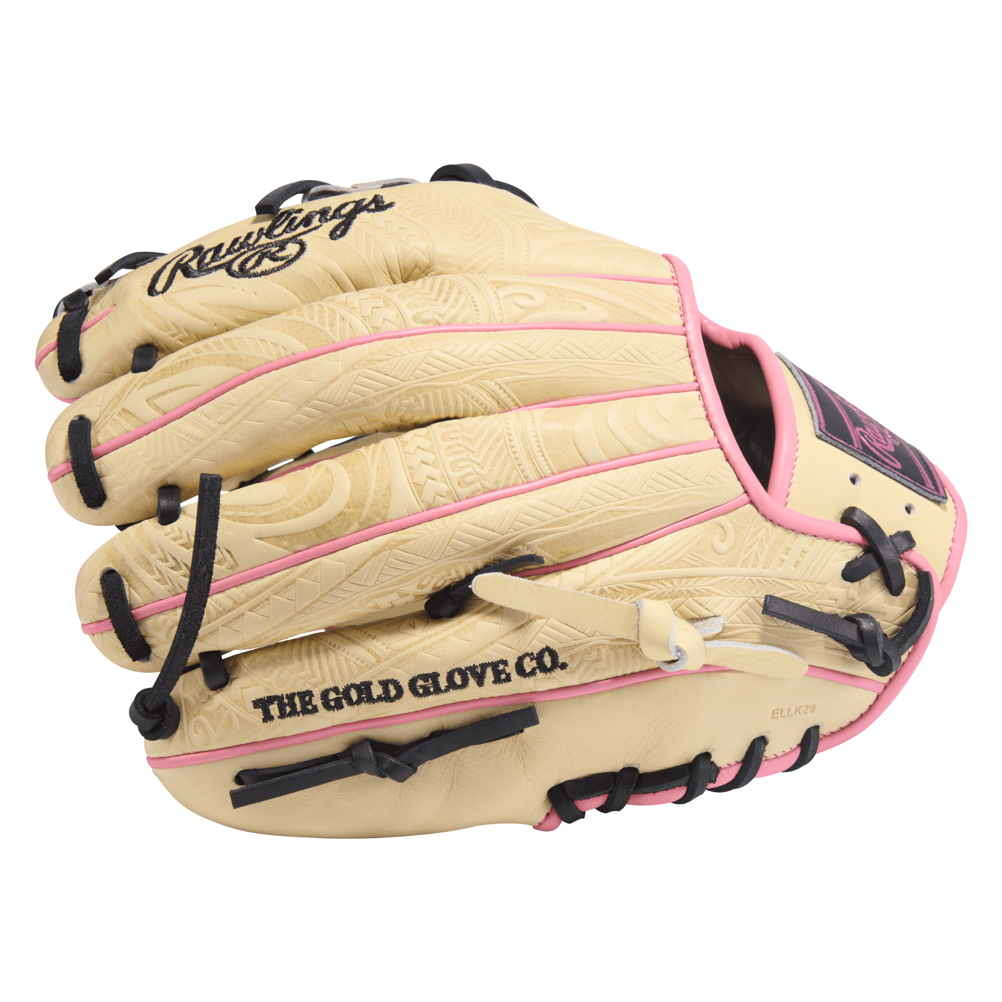 Finger detail of Rawlings November 2025 Gold Glove Club RGGC (GOTM) PROR204-2CPB 11.5" Baseball Glove showing welting and stitching.