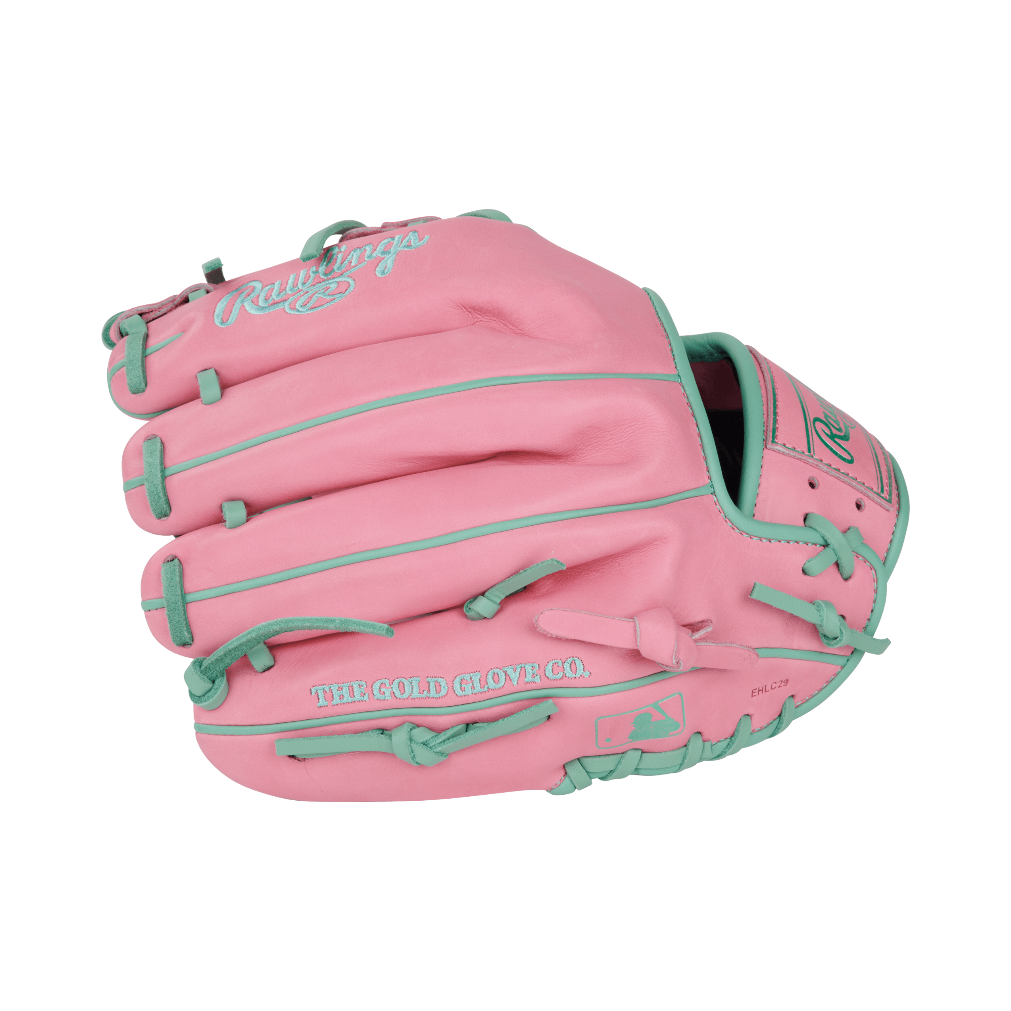 Rawlings Vibrant Series Heart of the Hide 11.5 glove in pink and mint, featuring Pro-I web and stylish design.