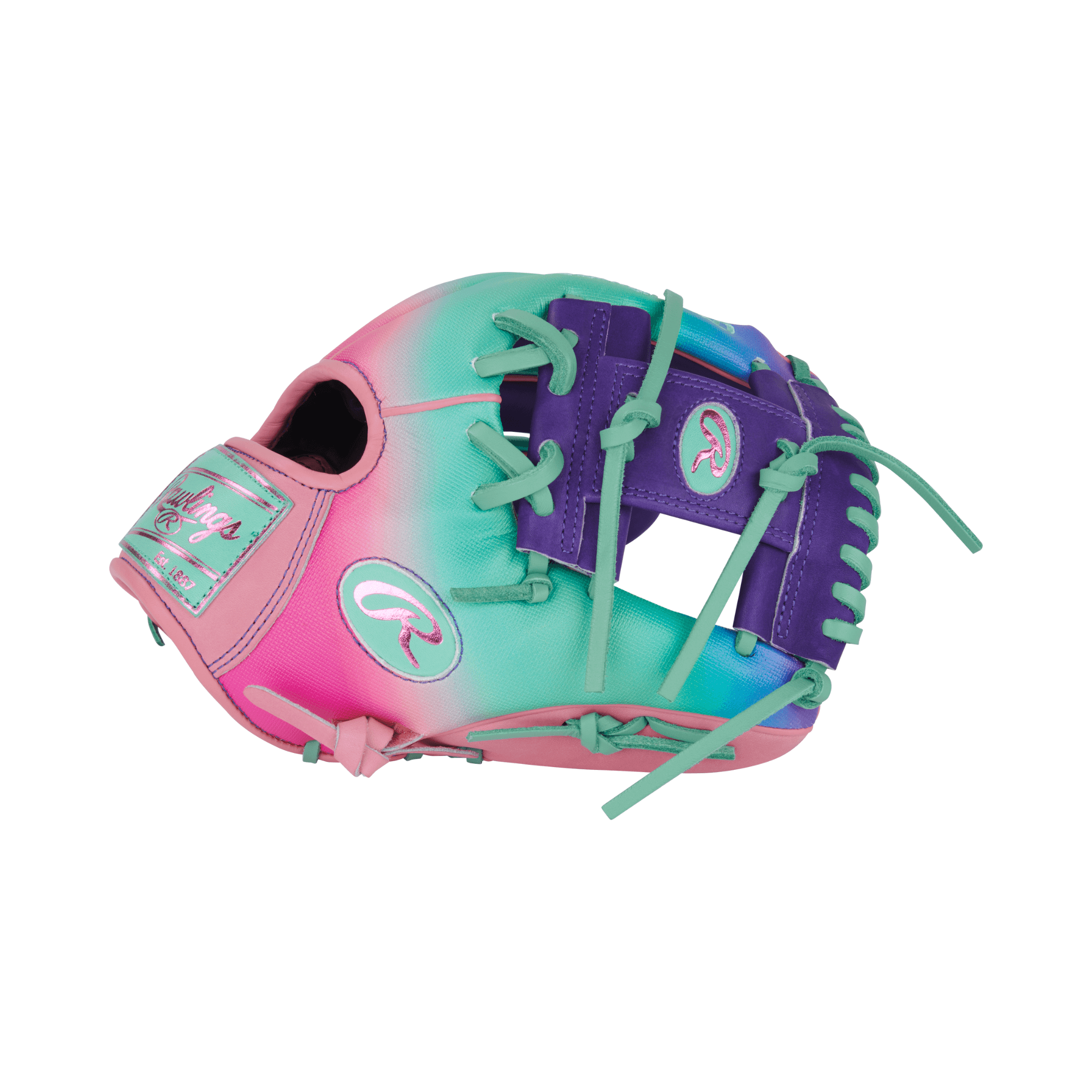 Rawlings Fun Burst Glove thumb area showing design and construction detail.