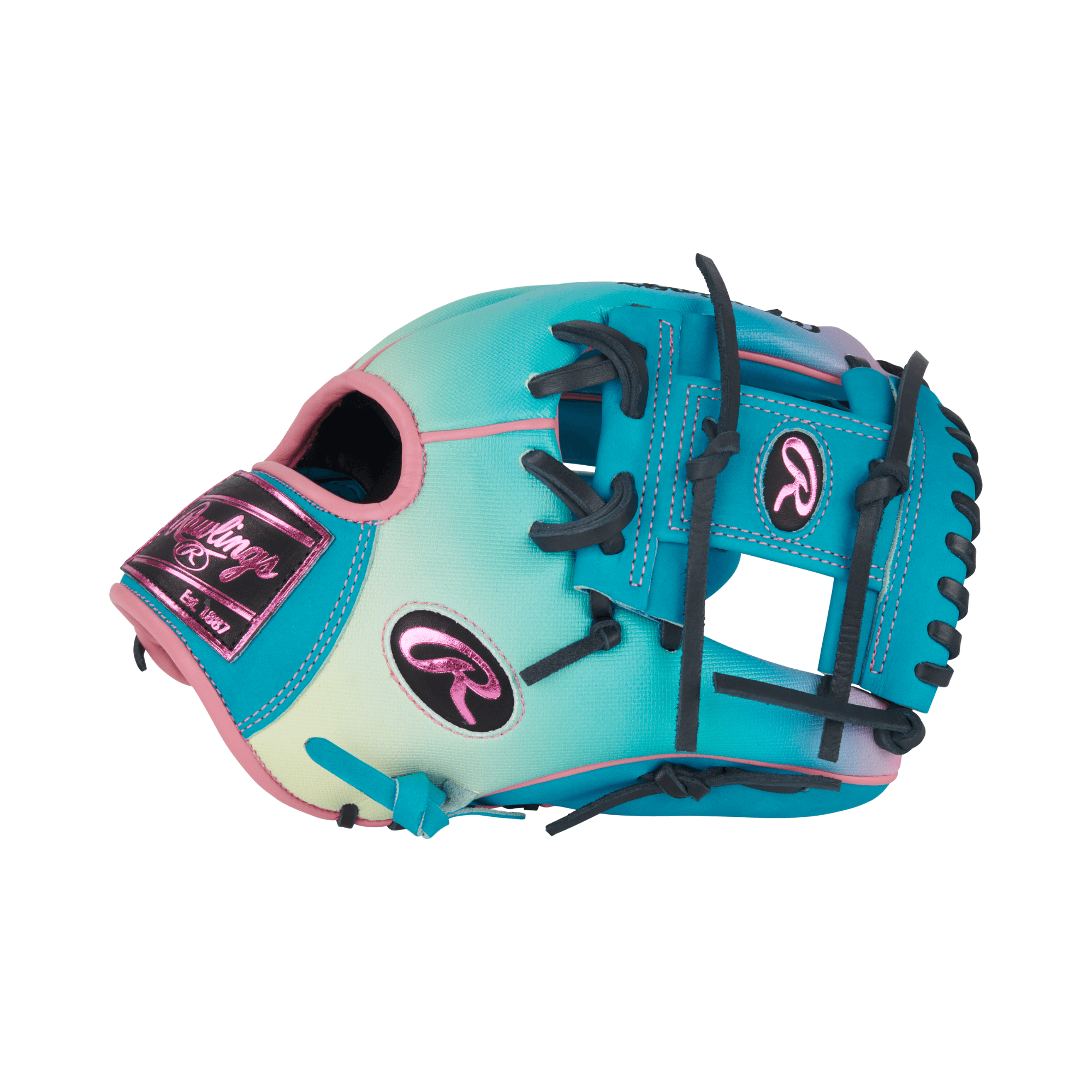 Rawlings Fun Burst Glove thumb area showing design and construction detail.