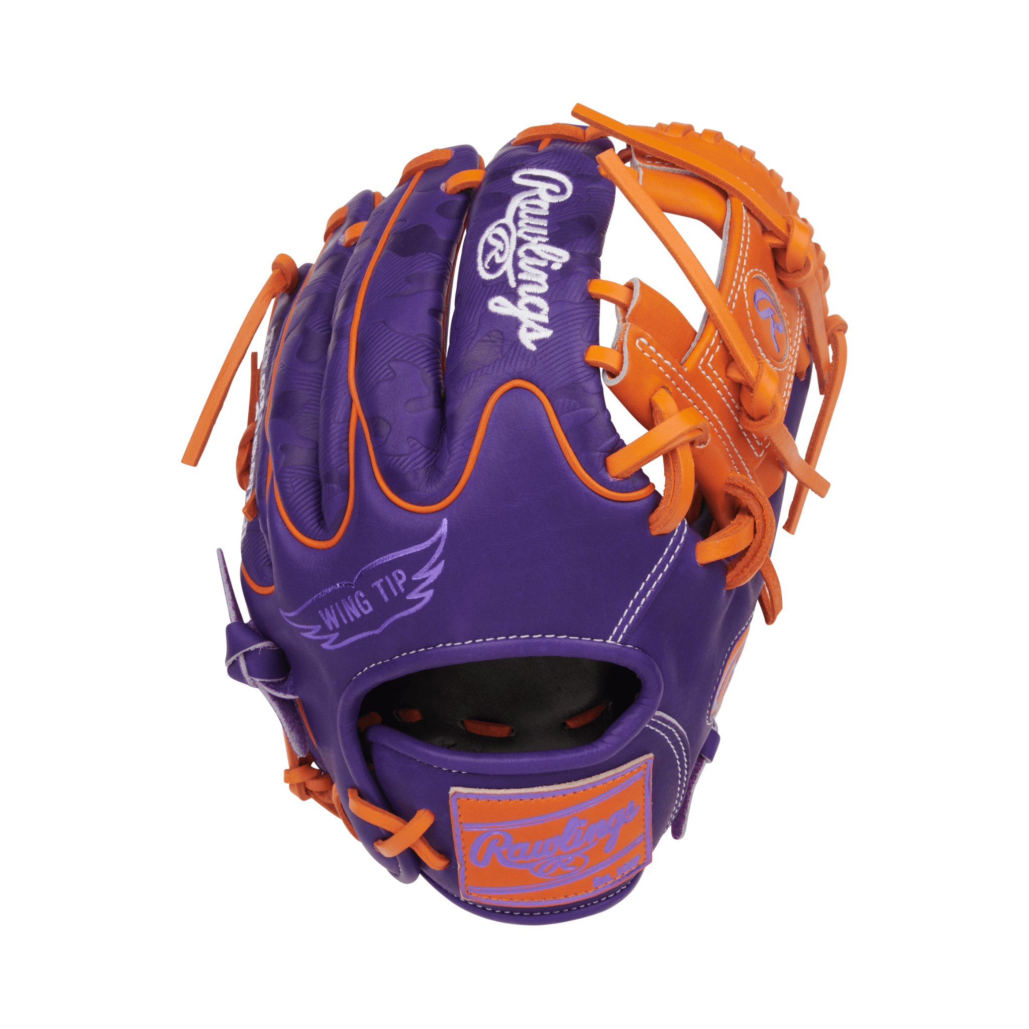 Back view of Rawlings Heart of the Hide Contour Fit 11.5" Purple/Orange Infield Glove