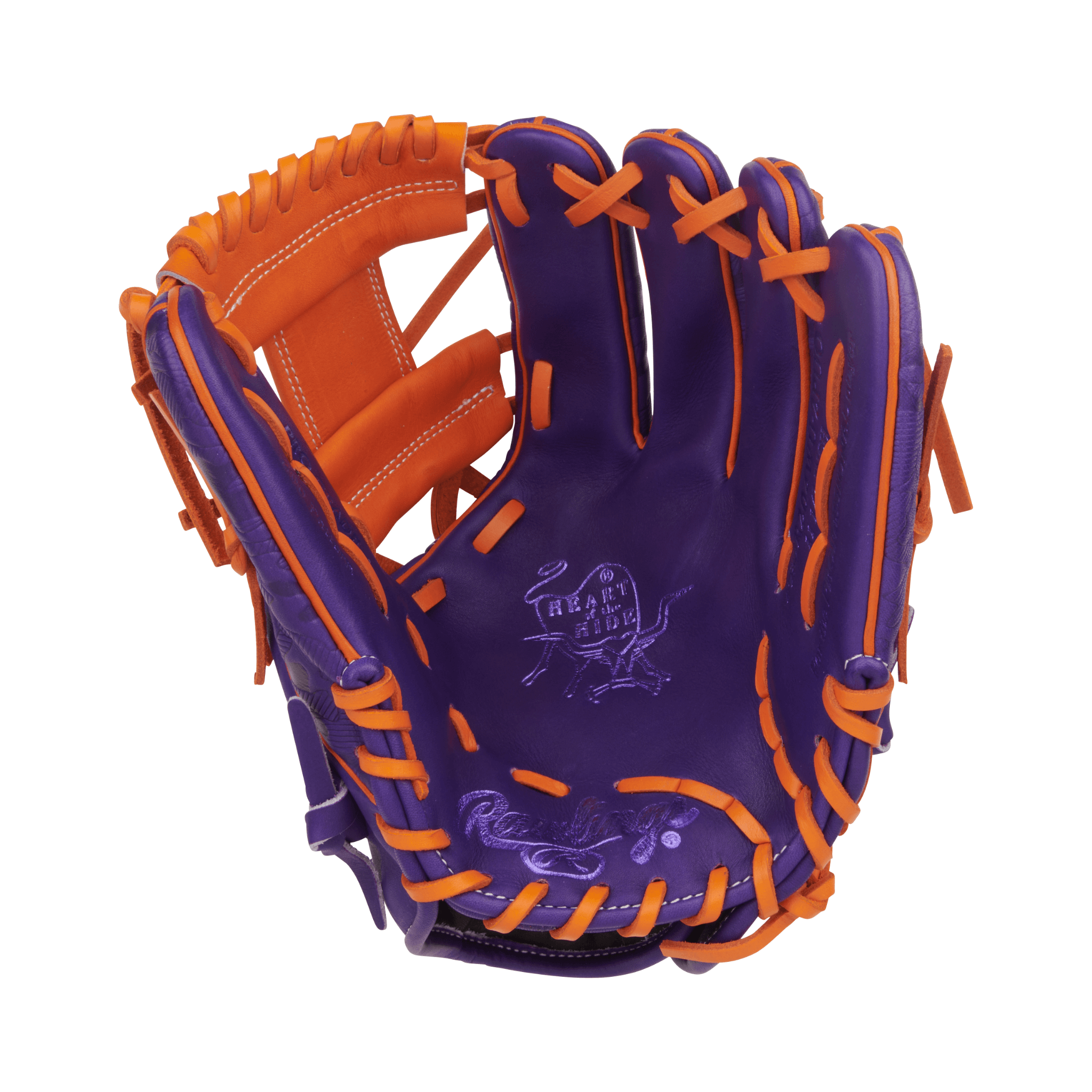 Palm view of Rawlings Heart of the Hide Contour Fit 11.5" Purple/Orange Infield Glove