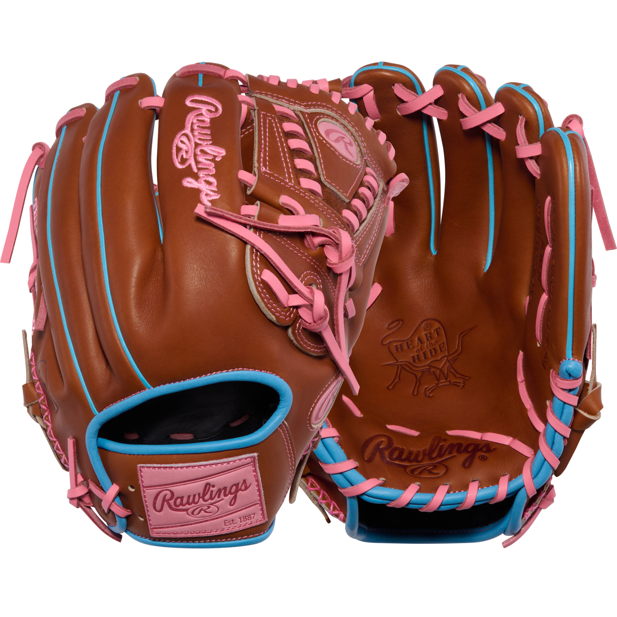 Rawlings PROR206-30GB Baseball Glove combination back/front view showing the conventional back and LHT design