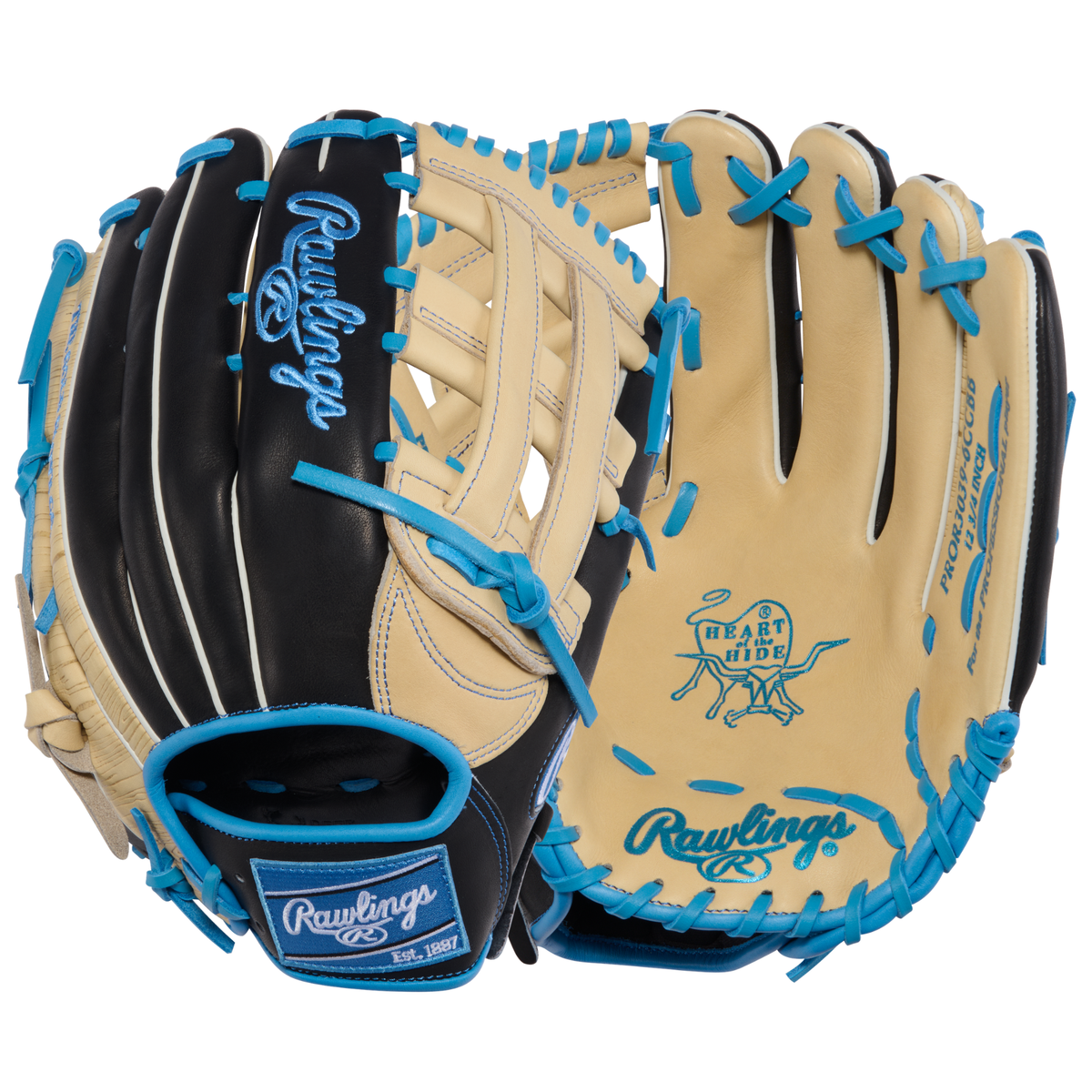 Rawlings PROR3039-6CCBB Outfield Glove combination back/front view showing the conventional outfield design