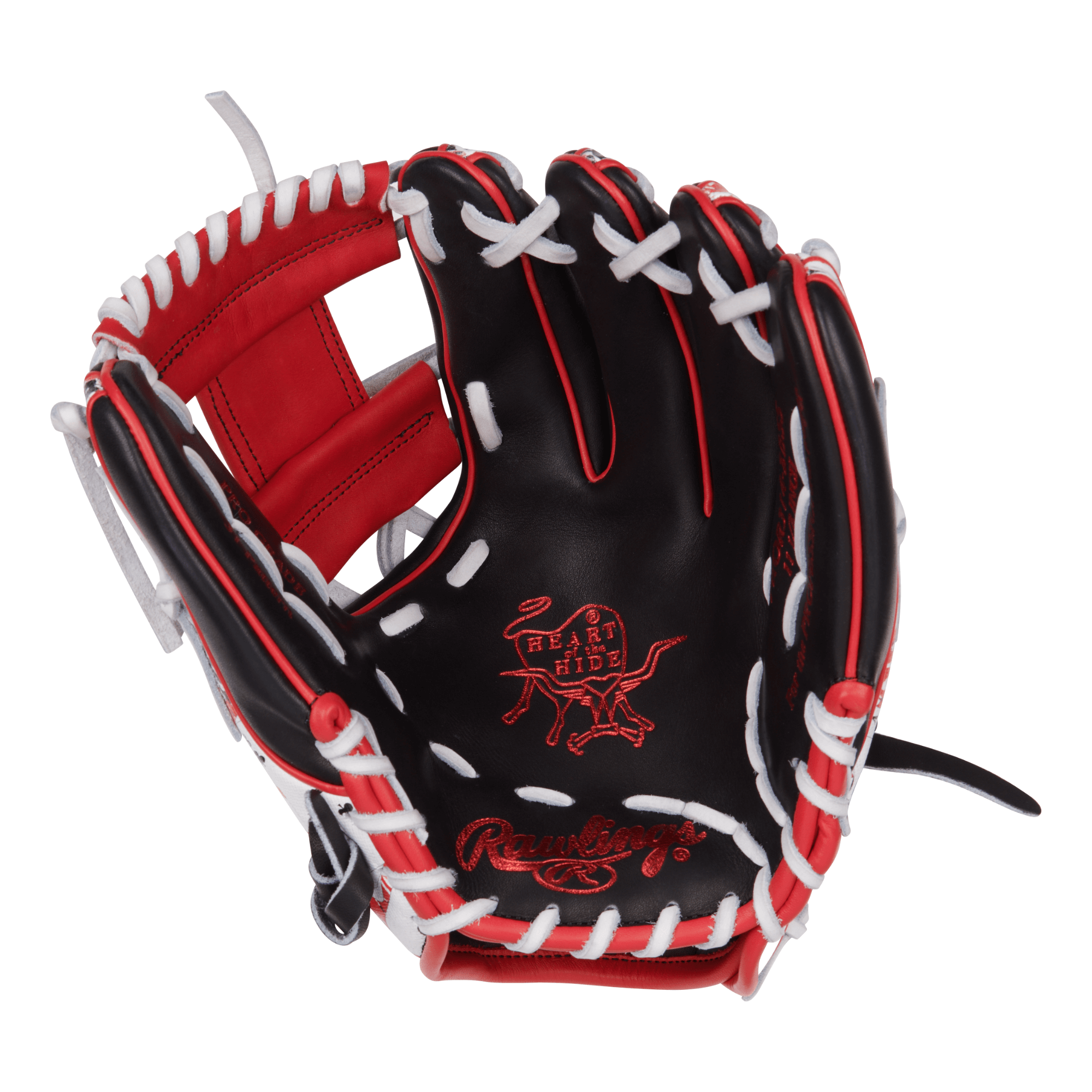 Rawlings Heart of the Hide Color Sync 9.0 Infield Glove 11.5'' in black and scarlet with professional-grade design.