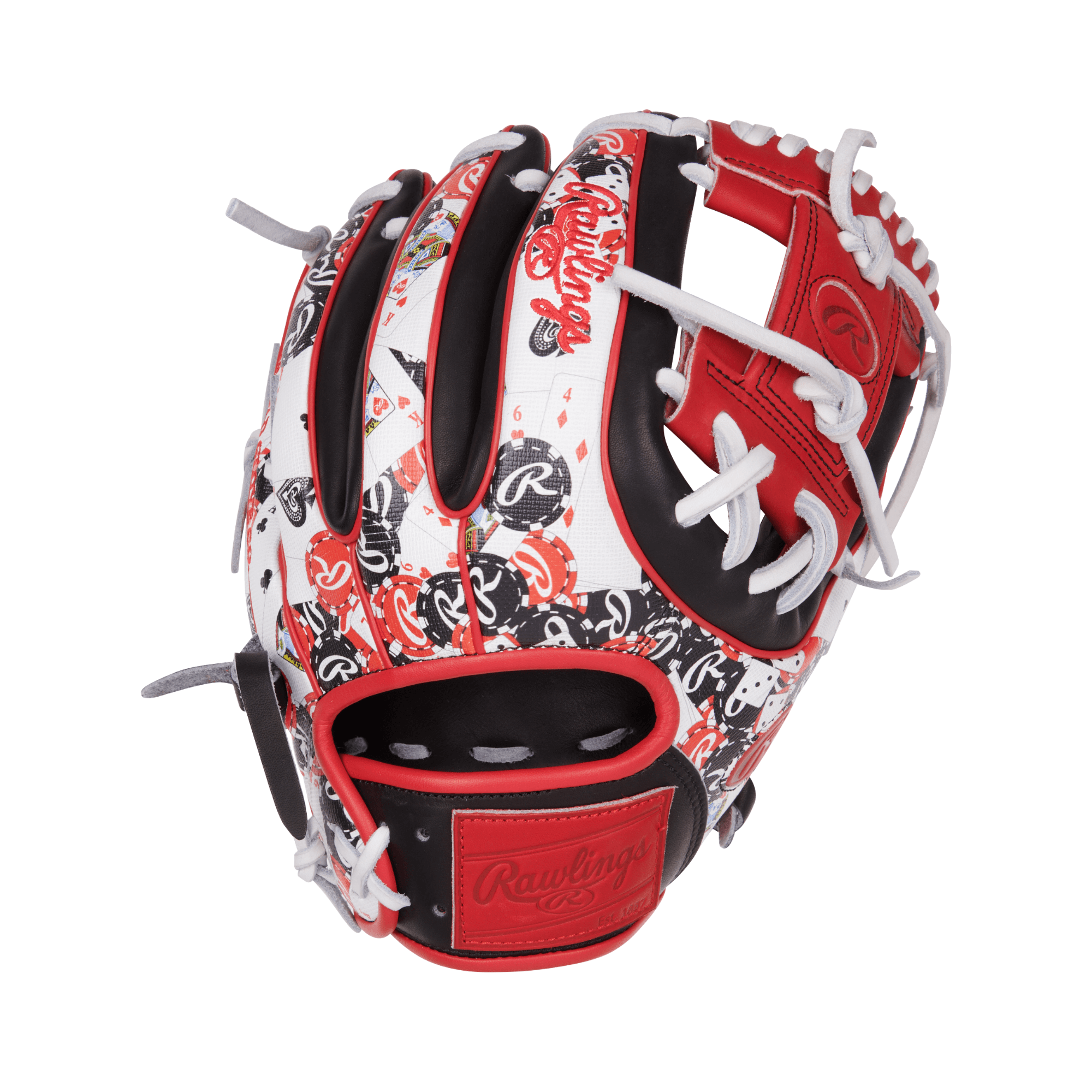 Rawlings Heart of the Hide Color Sync 11.5" infield glove in black and scarlet design for optimal performance.