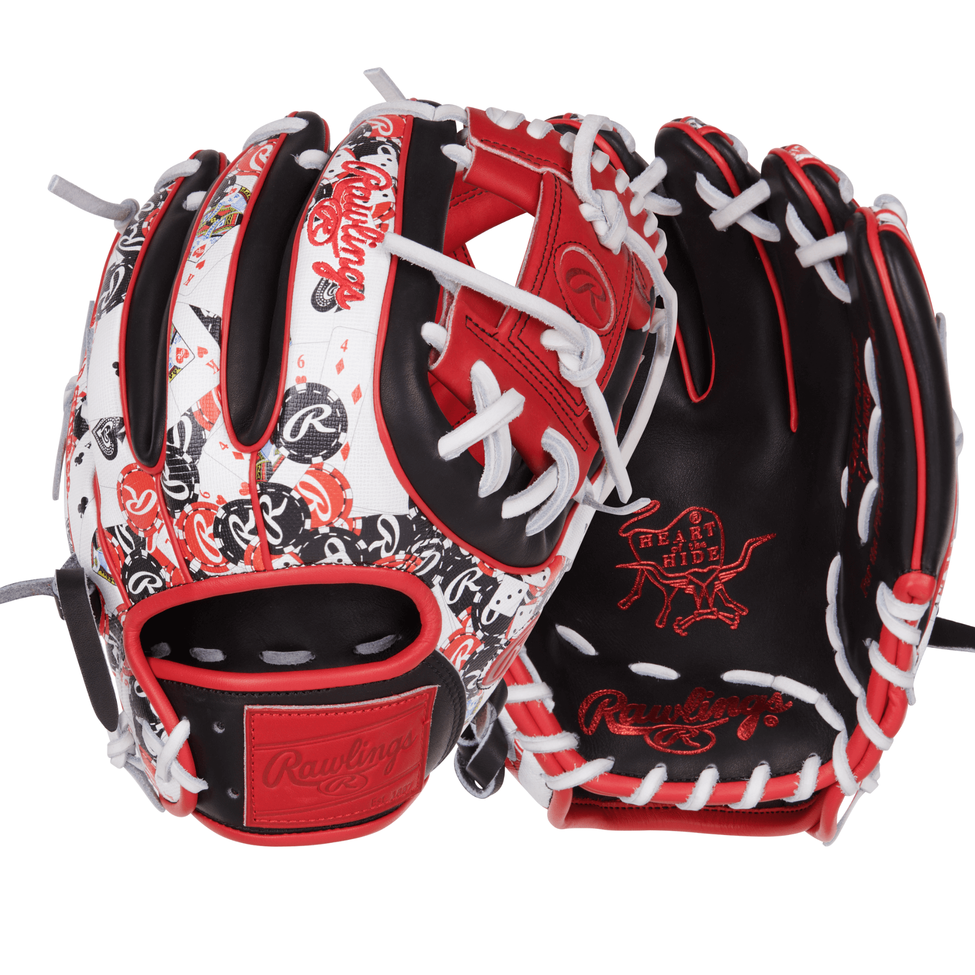 Rawlings Heart of the Hide Color Sync 9.0 Infield Glove 11.5" Black/Scarlet, featuring a stylish design for infield performance.