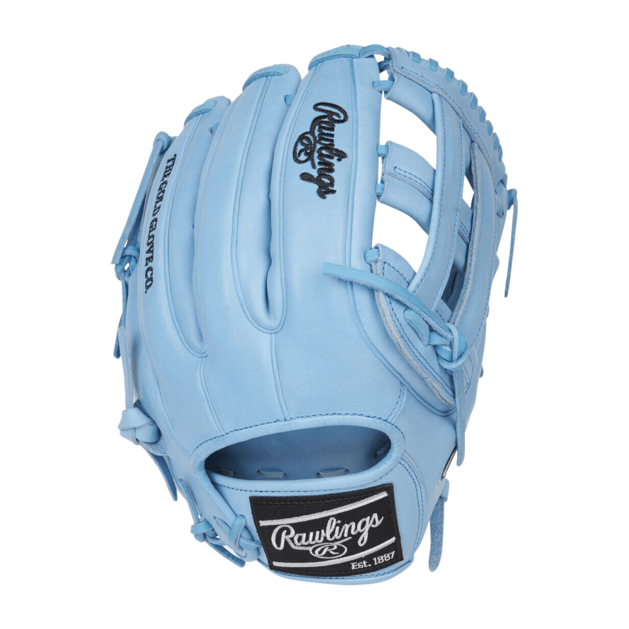 Rawlings Heart of the Hide R2G Series outfield glove with pro H-web, black and camel design, right-hand throw, 12.75 inches.