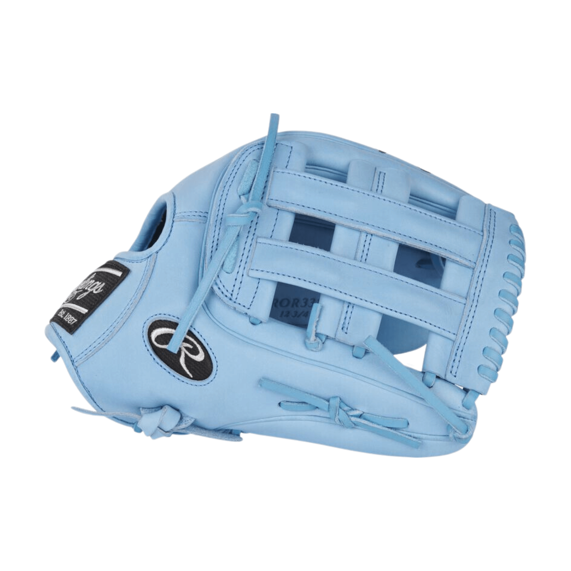 Rawlings Heart of the Hide R2G Series outfield glove with pro H-web, black and camel design, right-hand throw, 12.75 inches.