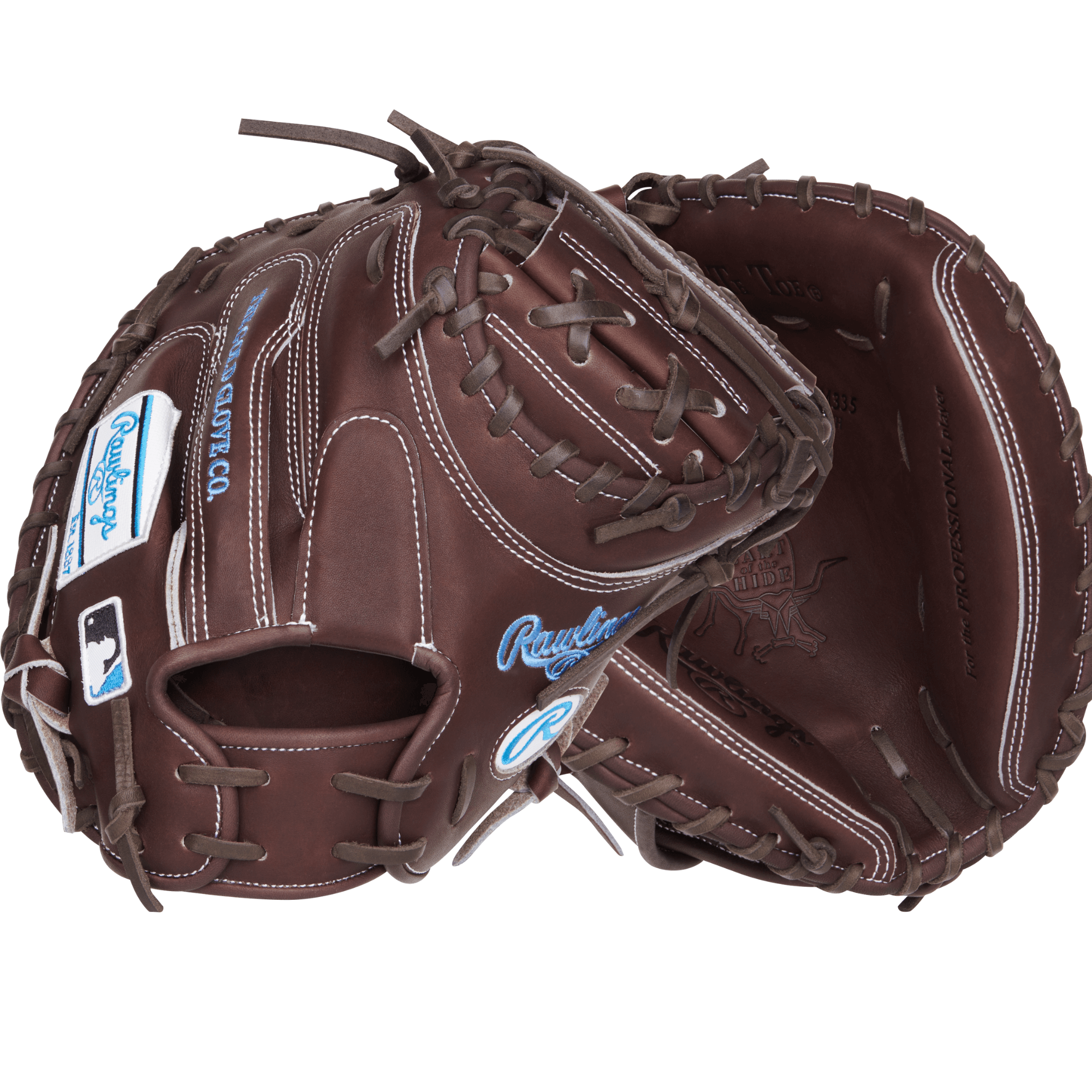 Rawlings Heart of the Hide 33.5" Catcher's Mitt in chocolate brown, showcasing premium leather and classic design.