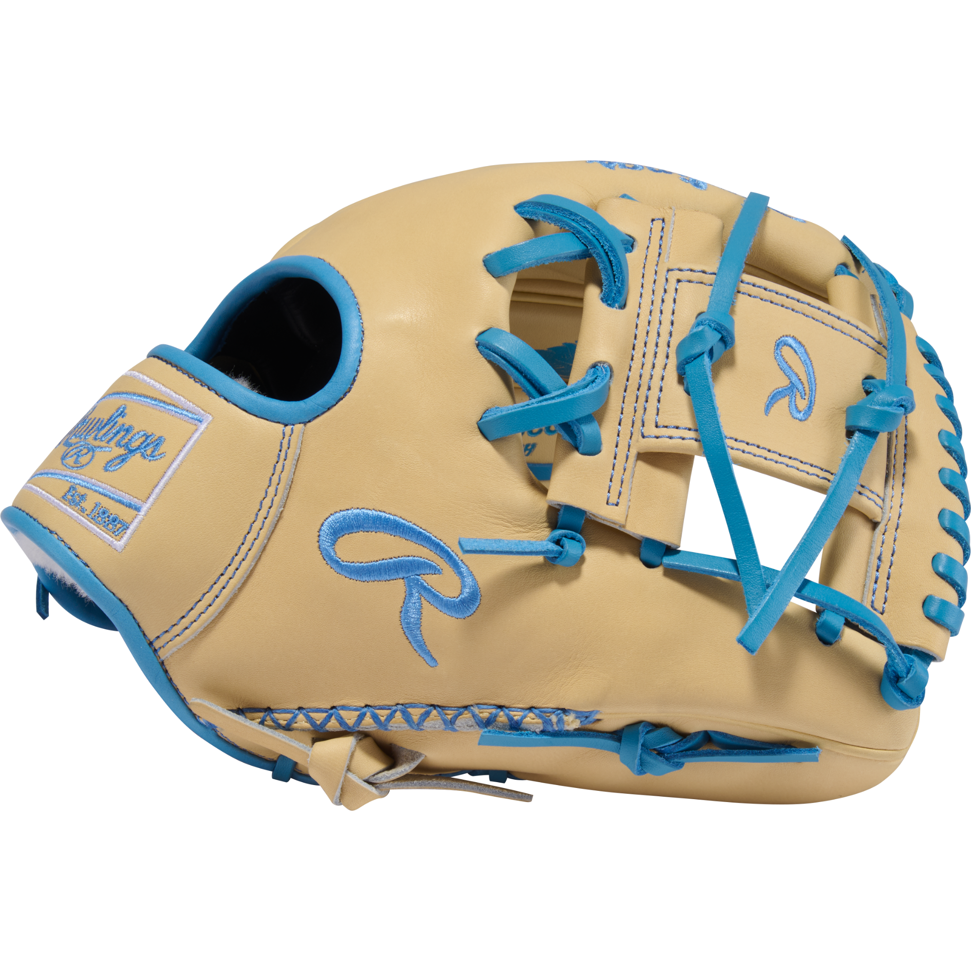 Rawlings PROS204-2CCCB Infield Glove thumb view showing the smooth kip leather construction