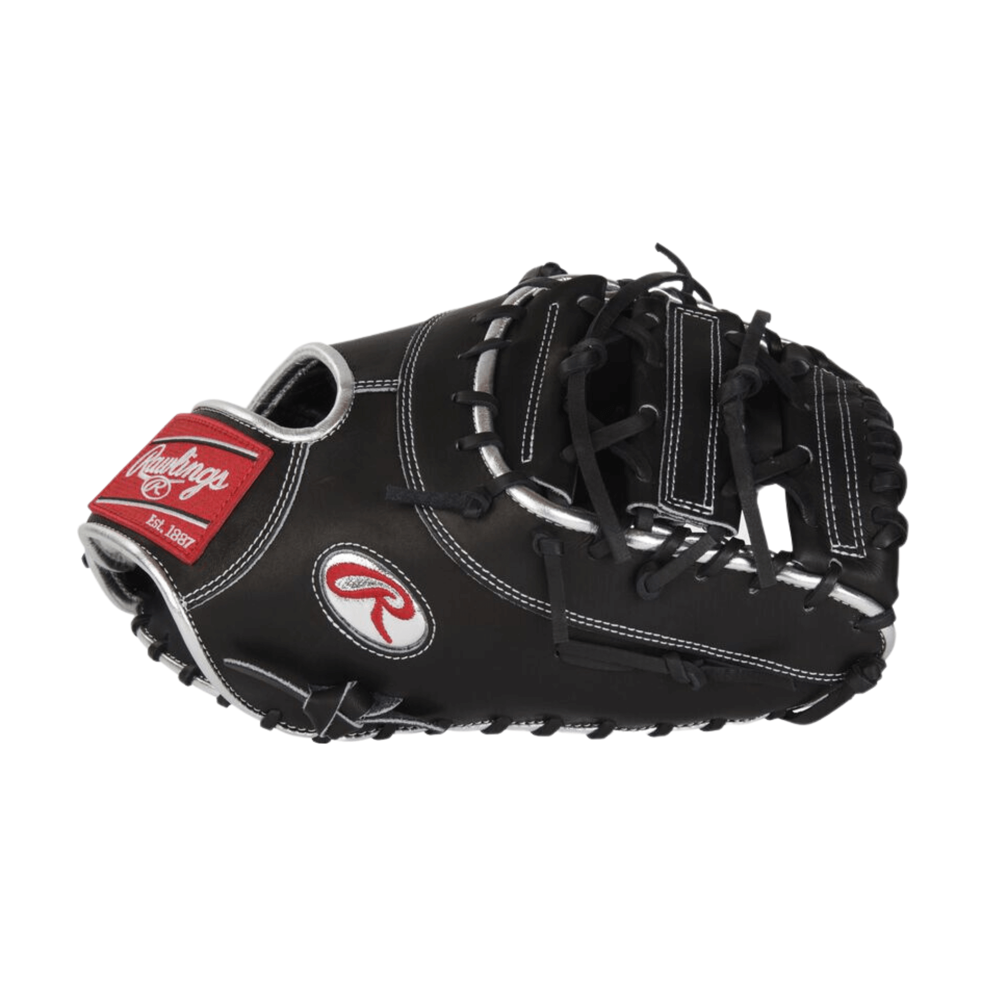 Rawlings Pro Preferred Anthony Rizzo 12.75" first base mitt in black leather, designed for superior fielding performance.