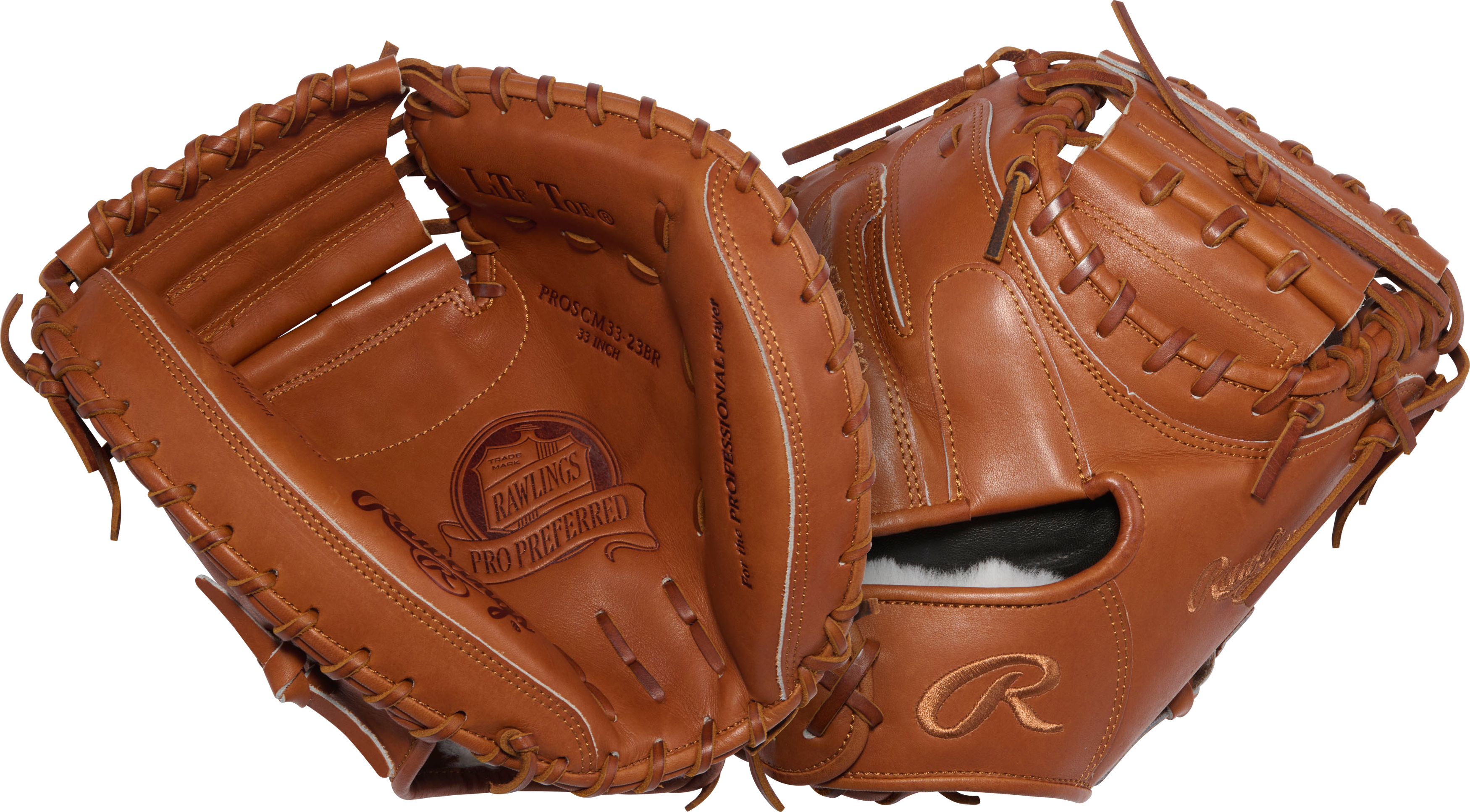 Rawlings Pro Preferred 33 Inch Catcher's Mitt - palm and back view