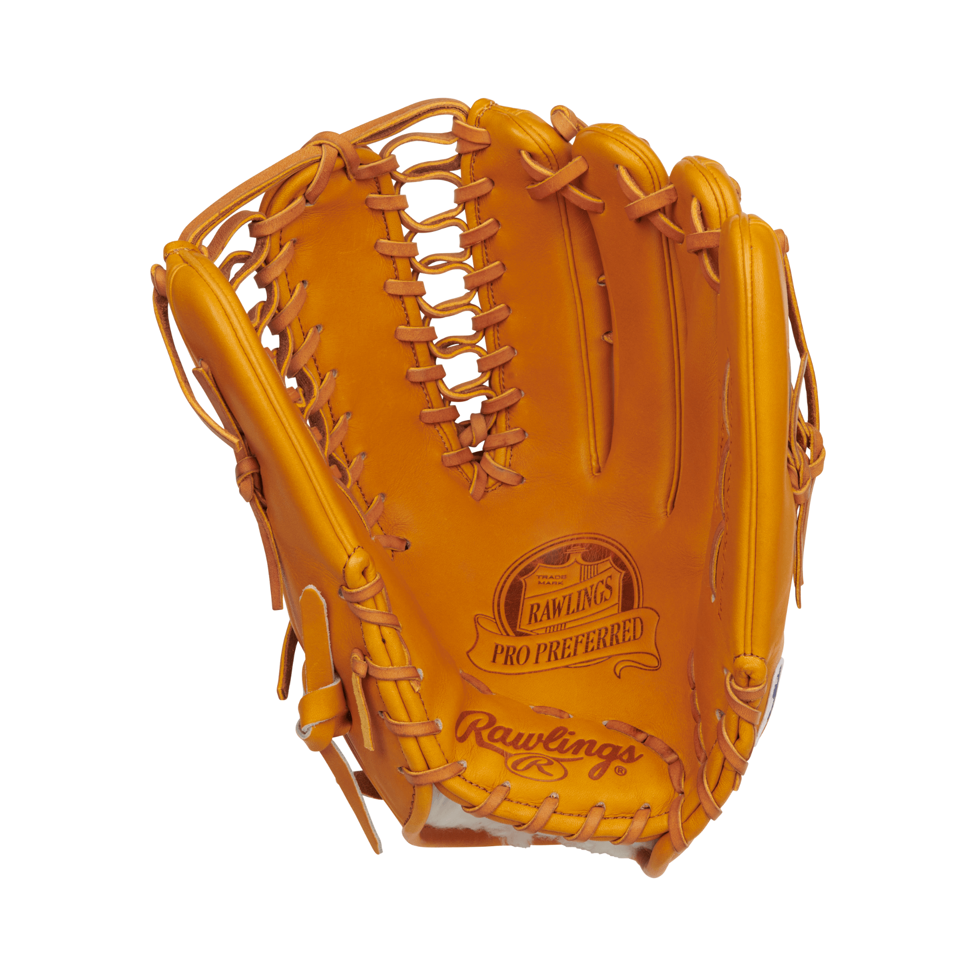 Rawlings Pro Preferred 12.75 inch outfield glove with Trap-Eze web, Mike Trout pattern, left-hand throw