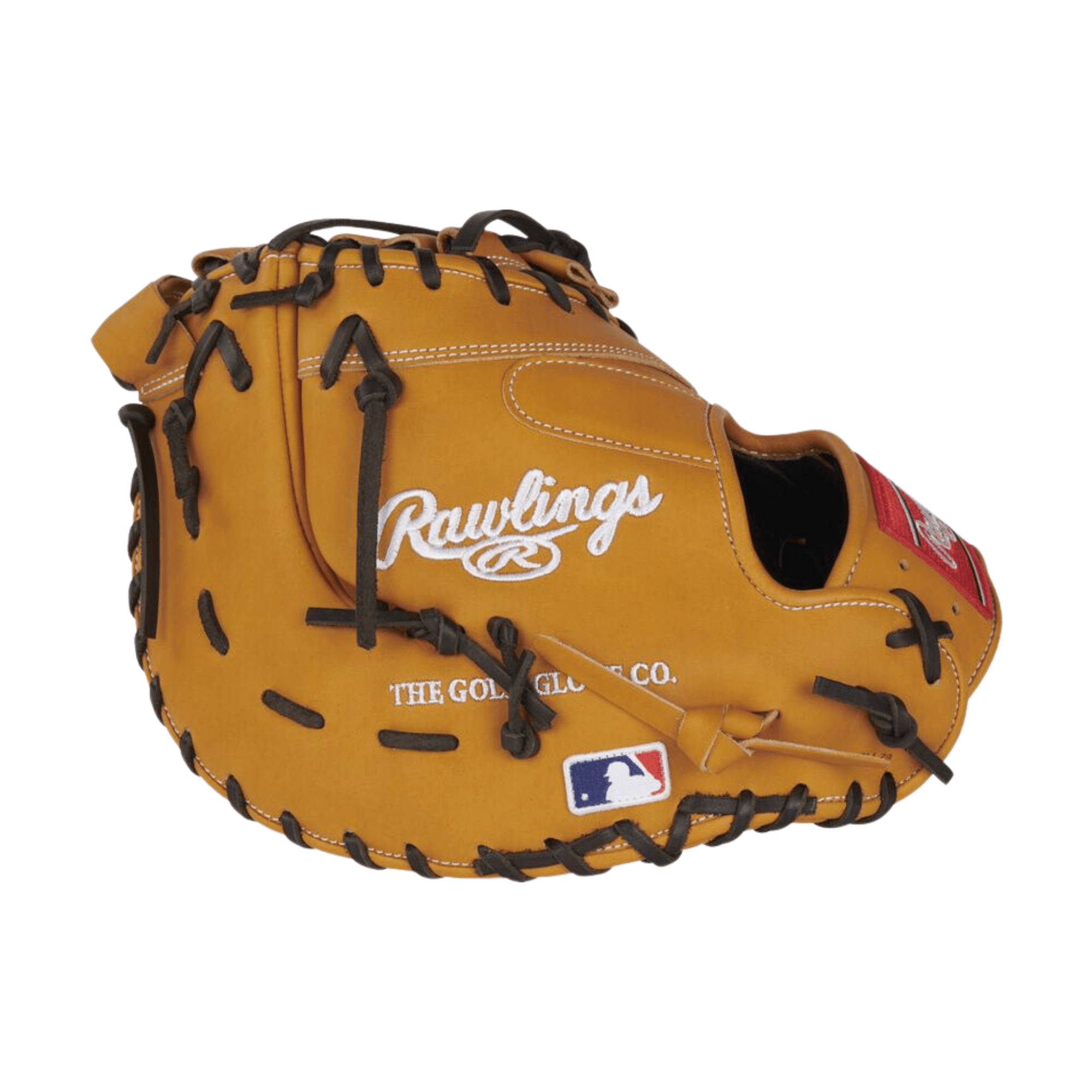 Rawlings Heart of the Hide 13-inch first base mitt baseball glove in tan color with black lacing and logos.