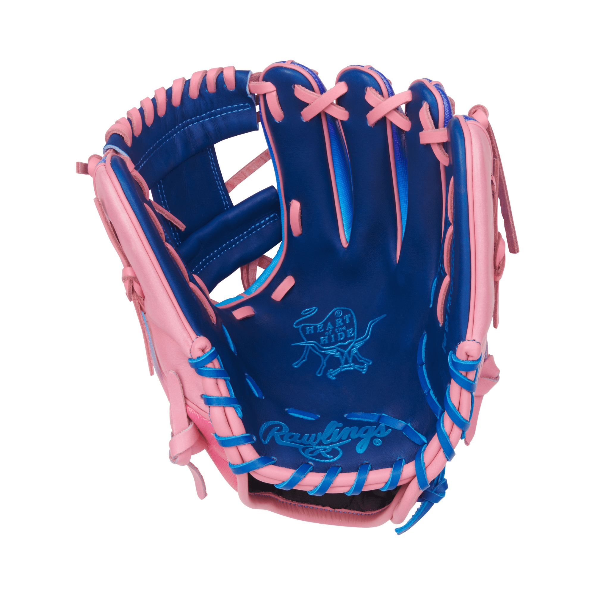 Closeup of Rawlings Fun Burst Glove palm with dynamic foil stamp.