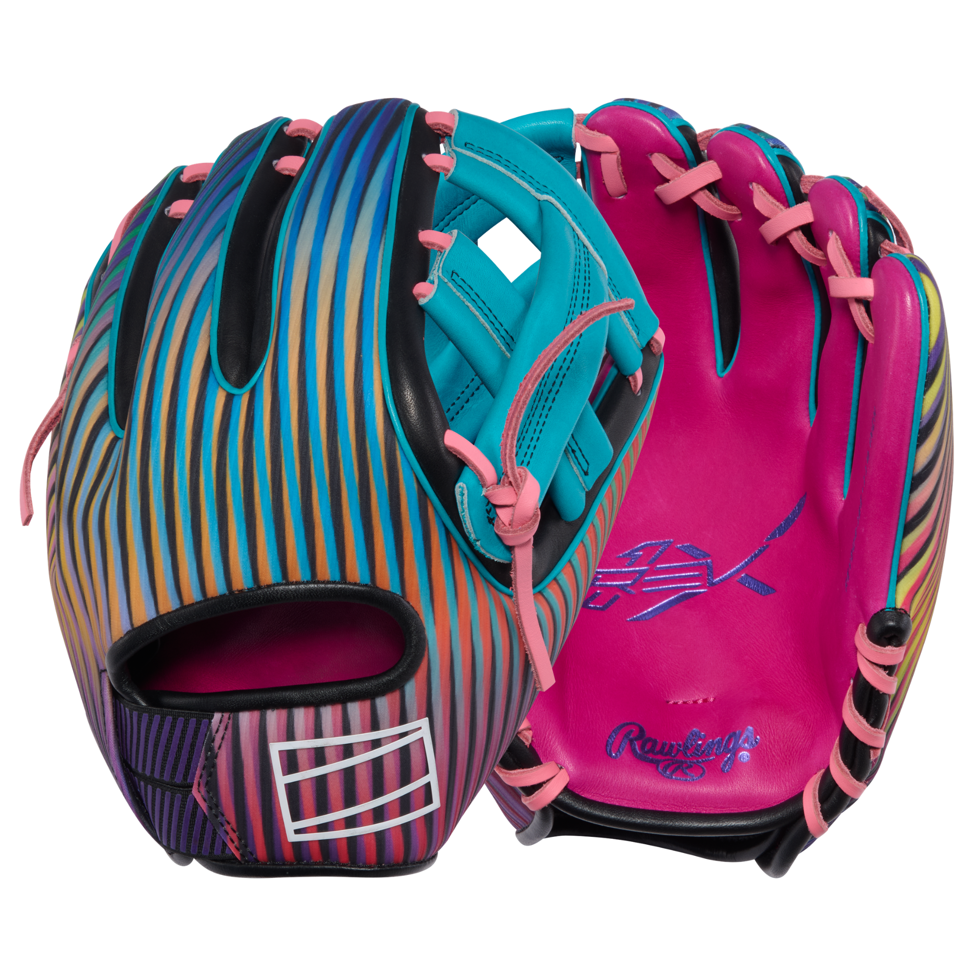 Colorful design of Rawlings REV1X Series REV204-1BE 11.5" Baseball Glove RHT for elite infielders focused on performance and style.