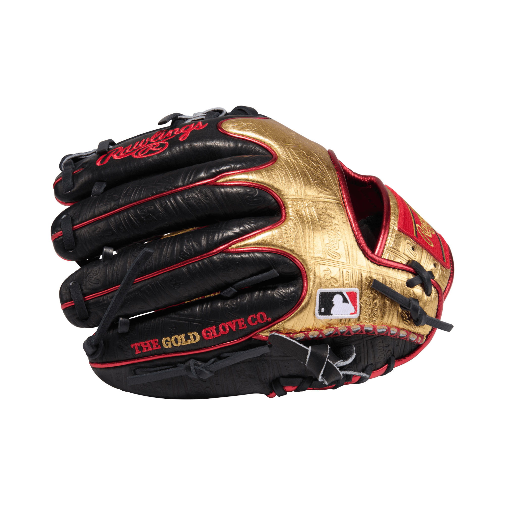 Rawlings June 2026 Gold Glove Club RGGC (GOTM) PRO-GOLDYX 11.5" Baseball Glove, black and gold, side view