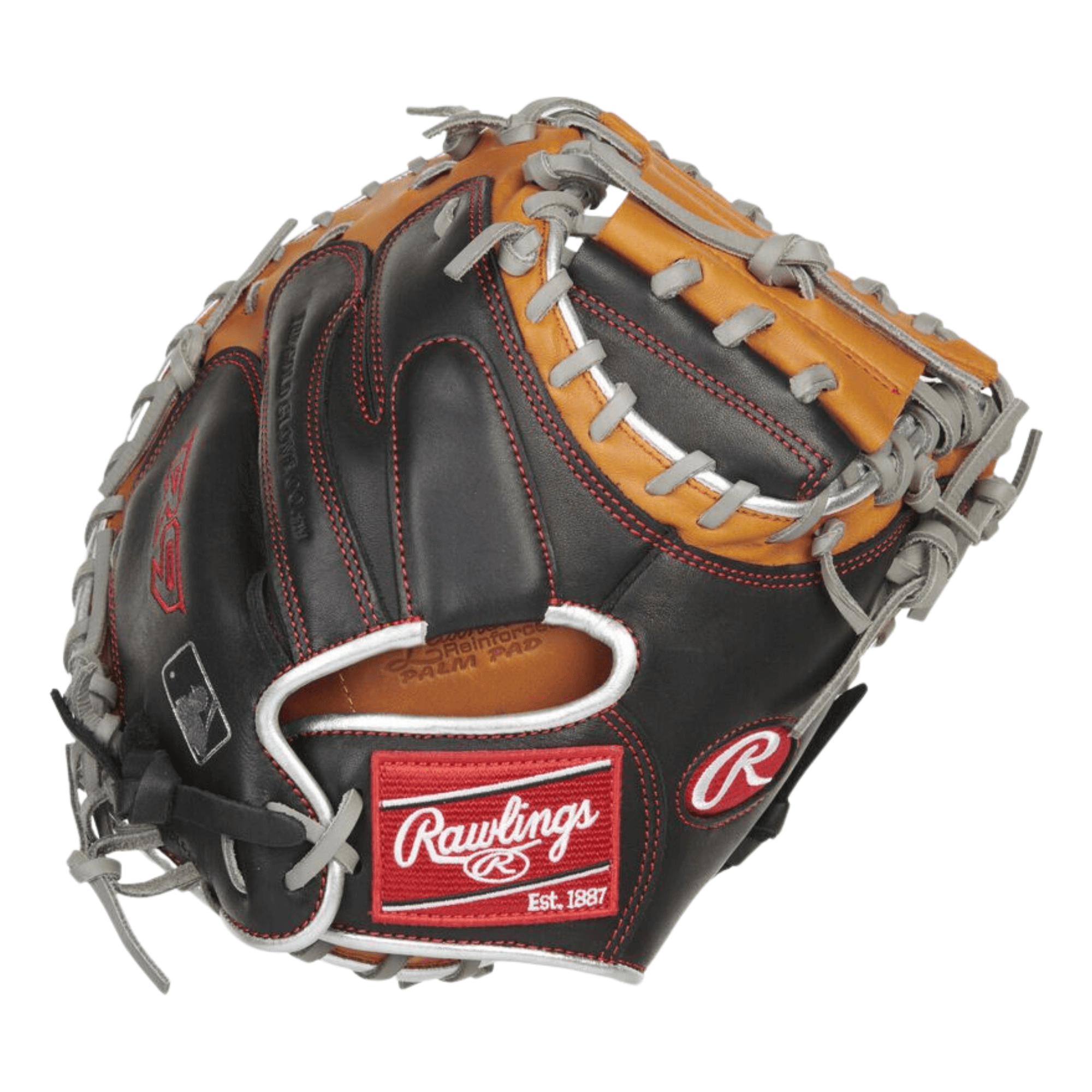 Rawlings R9 Contour Baseball Catcher's Mitt, 32-inch, durable leather design, suitable for younger players, enhanced impact protection.