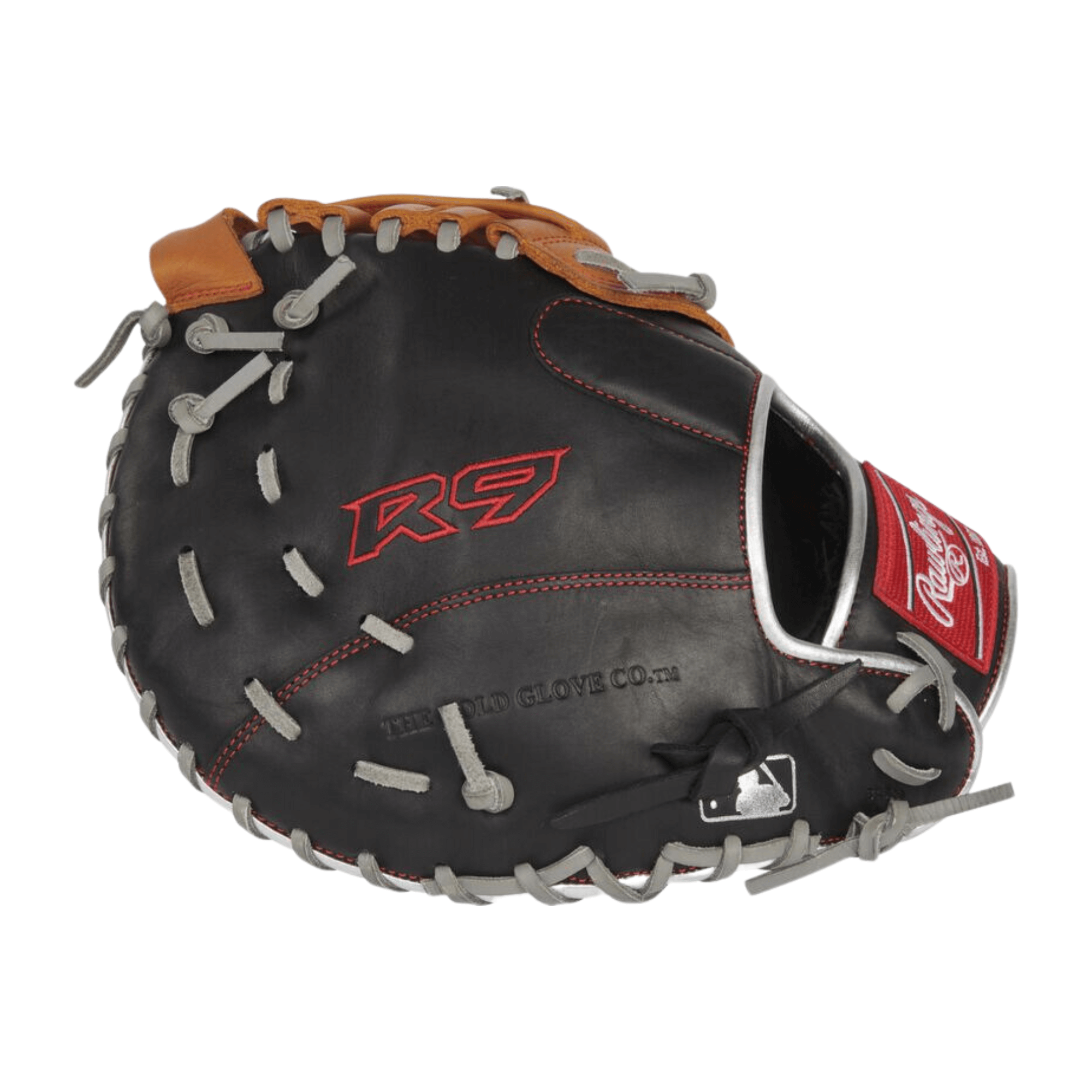 Rawlings R9 Contour Fit 1B Mitt, 12-inch, with soft leather shell, adjustable wrist, and pro H Web