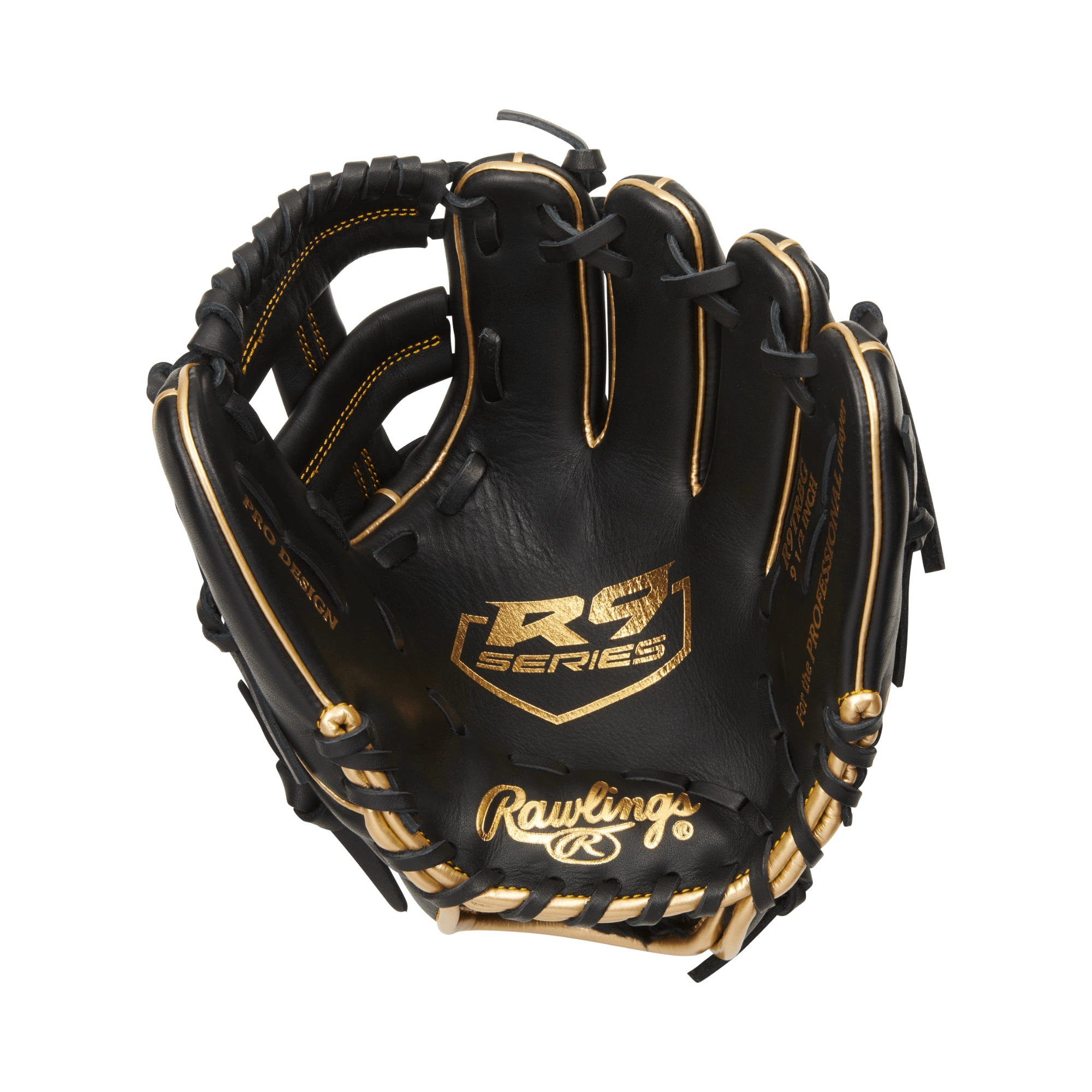 Rawlings R9 9.5 Training Glove Gamer RHT Full leather shell, single post web, padded thumb sleeve, and reinforced palm pad