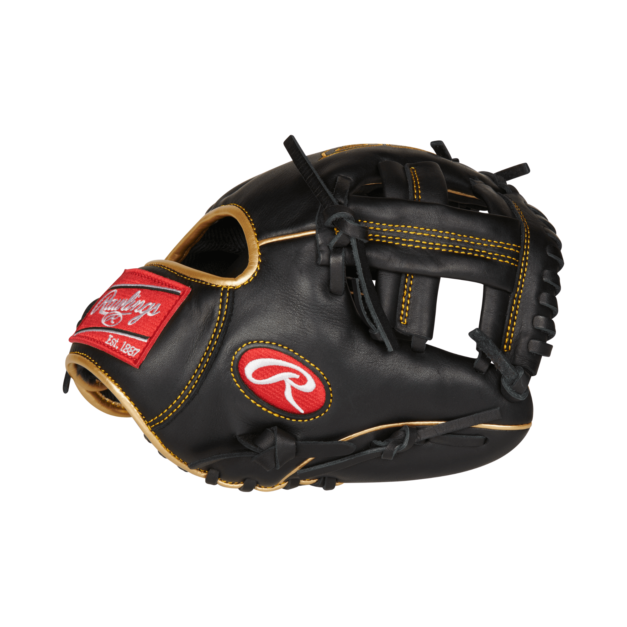 Rawlings R9 9.5 Training Glove Gamer RHT Full leather shell, single post web, padded thumb sleeve, and reinforced palm pad