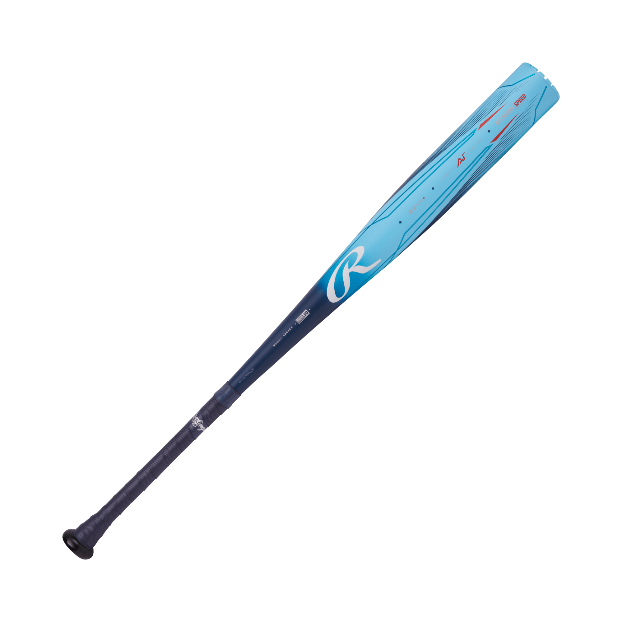 Rawlings 2024 Clout AI BBCOR baseball bat with a 2 5/8" barrel, showcasing a sleek blue design for optimal performance.