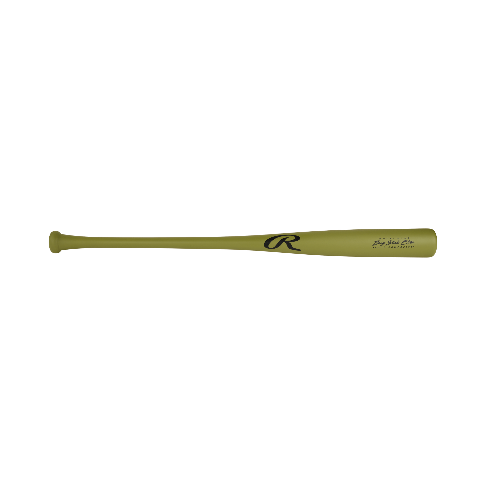Rawlings Big Stick Elite 243 maple-bamboo composite wood bat in green, designed for power hitters and superior performance.