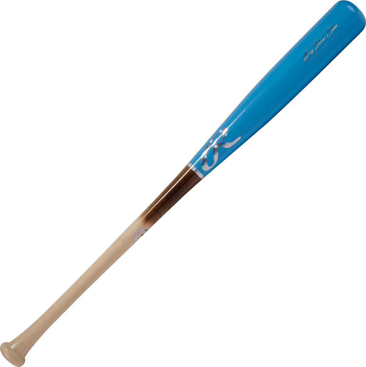 Rawlings Big Stick Elite R243 maple wood bat front view blue silver baseball bat