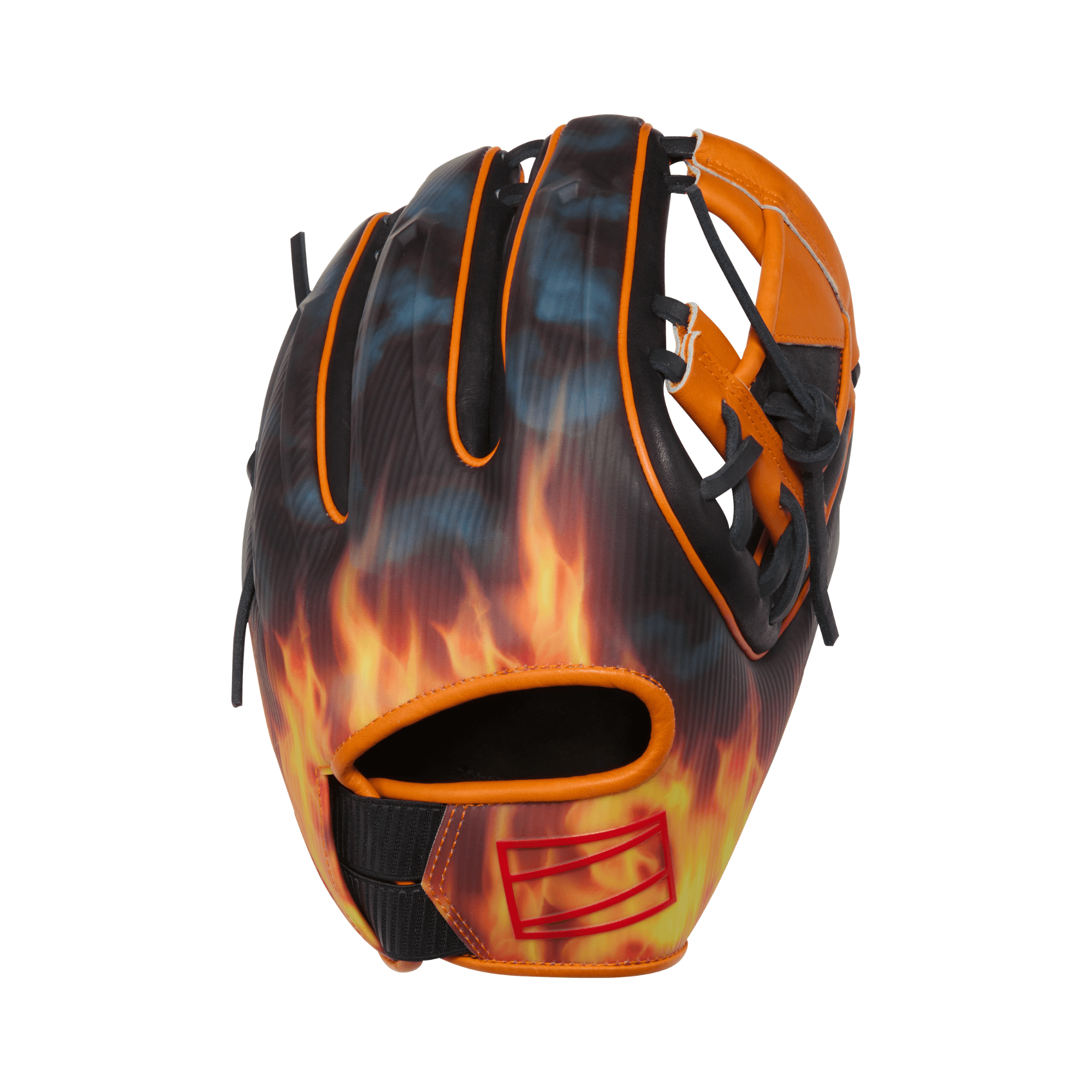Rawlings May 2025 Gold Glove Club RGGC REV205-2BO baseball glove with flame design, ideal for infielders, 11.75 inches.