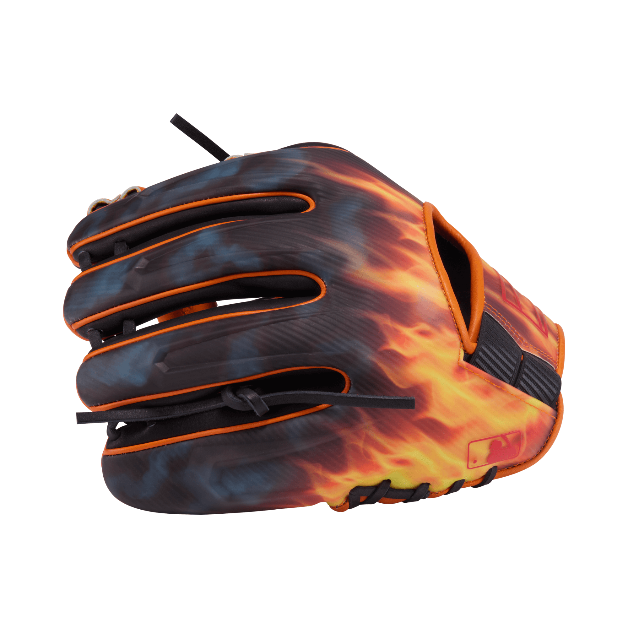 Rawlings May 2025 Gold Glove Club RGGC REV205-2BO baseball glove with flame design, 11.75-inch for infielders.