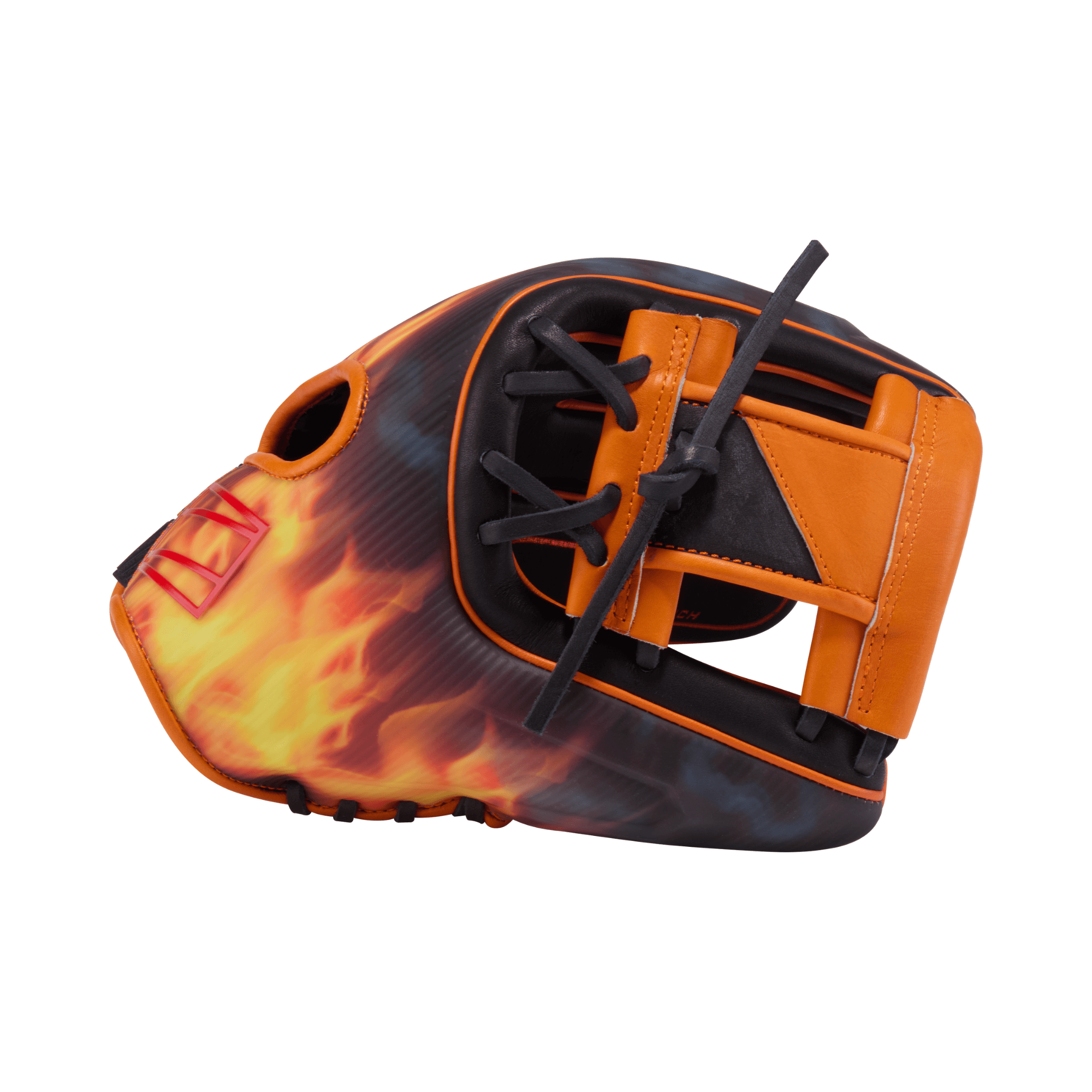 Rawlings May 2025 Gold Glove Club RGGC REV1X baseball glove with a fiery design, 11.75 inches for infielders.