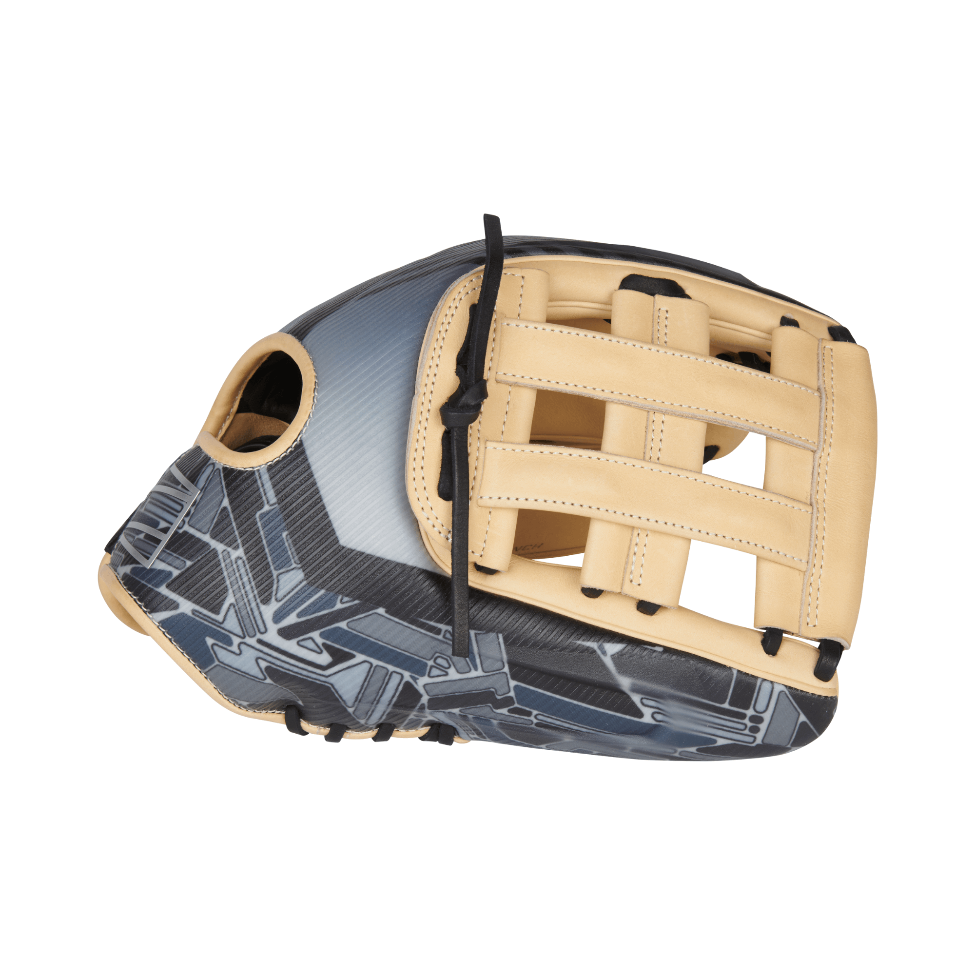 Rawlings REV1X 12.75 outfield glove with HOH leather, 3D-printed lattice structure, and lace-less H-web design.