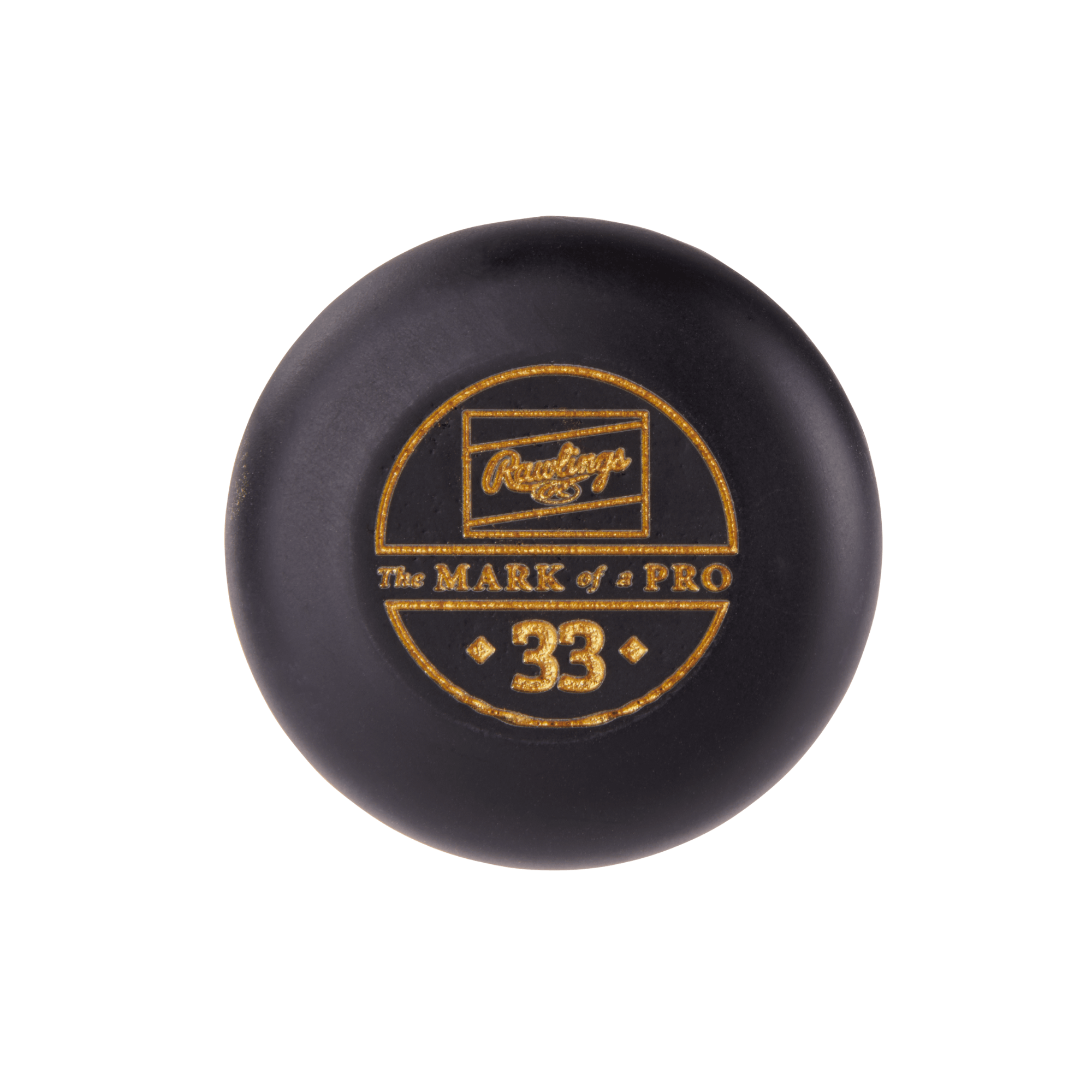 Rawlings Pro Preferred BH3 wood bat black knob with gold logo, featuring 'The MARK of a PRO' text.